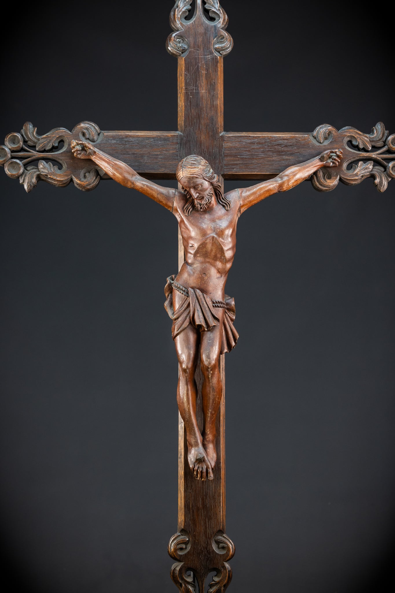 42.1" | Wall Crucifix | Antique Wooden Church Cross 1800s