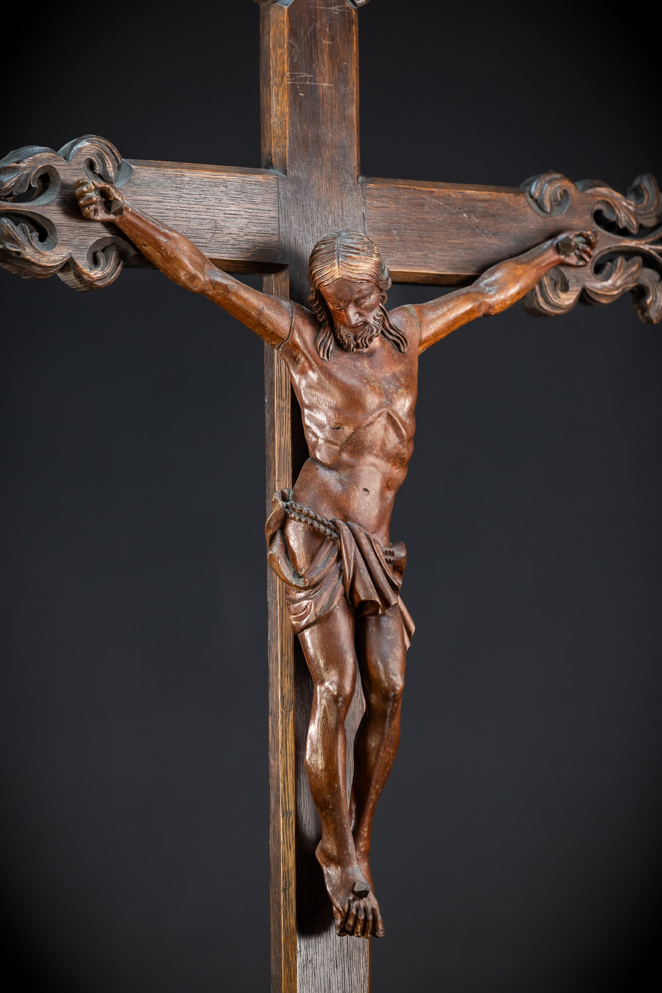 42.1" | Wall Crucifix | Antique Wooden Church Cross 1800s