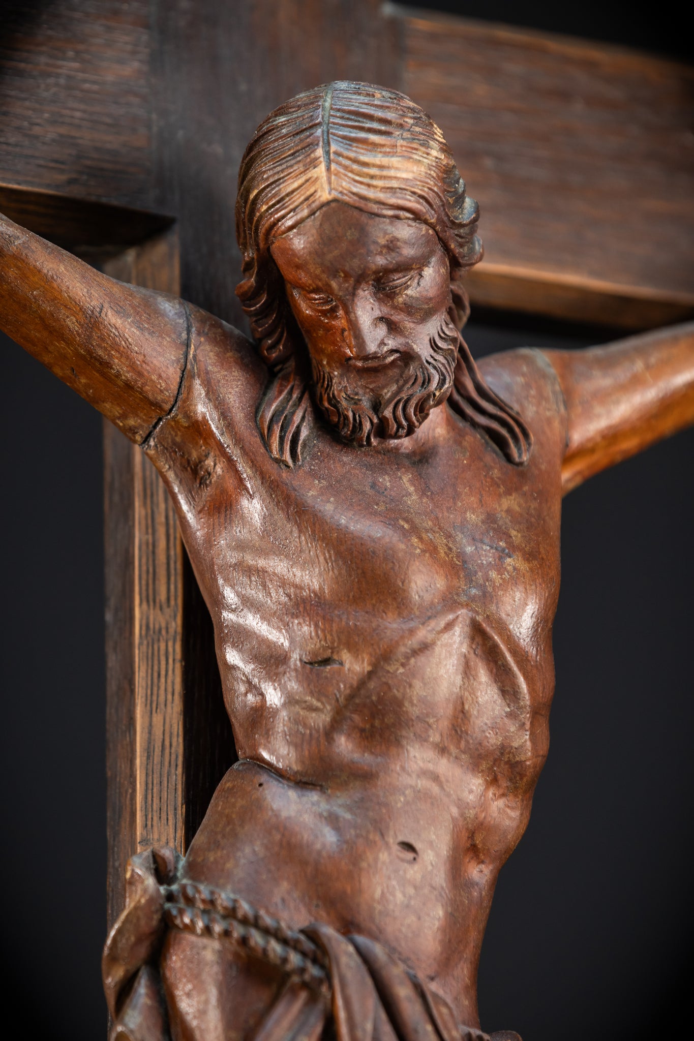 42.1" | Wall Crucifix | Antique Wooden Church Cross 1800s