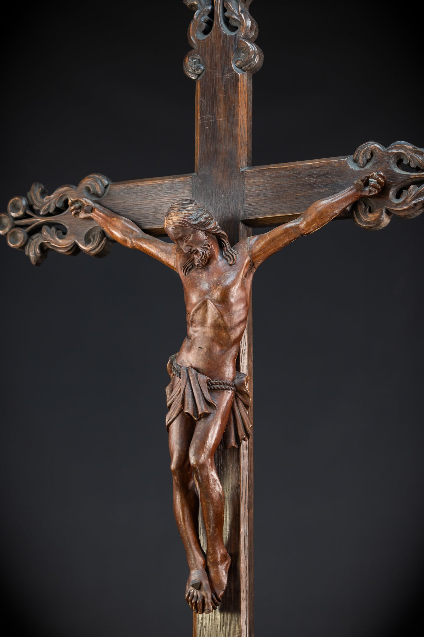 42.1" | Wall Crucifix | Antique Wooden Church Cross 1800s
