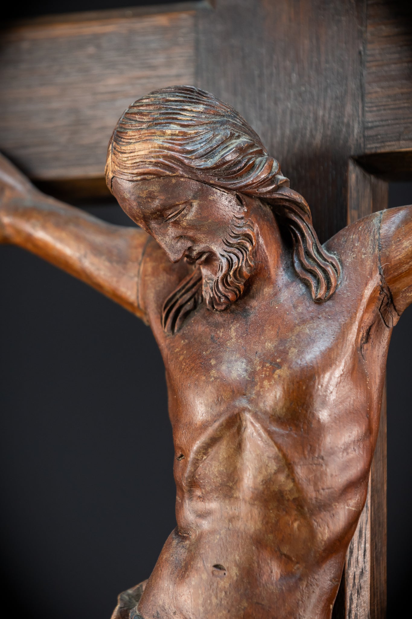 42.1" | Wall Crucifix | Antique Wooden Church Cross 1800s