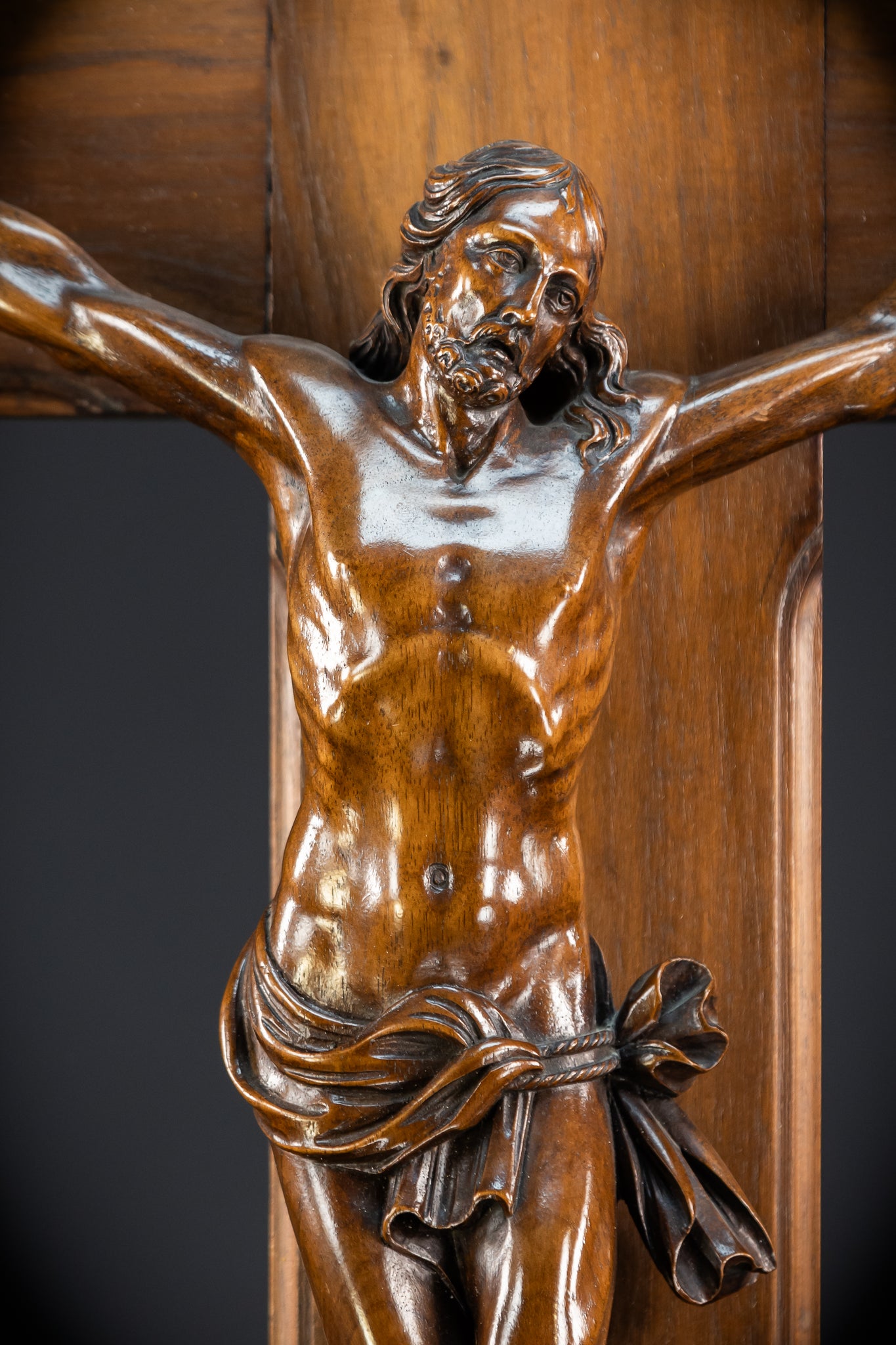 French Wooden Wall Crucifix | 1800s Antique