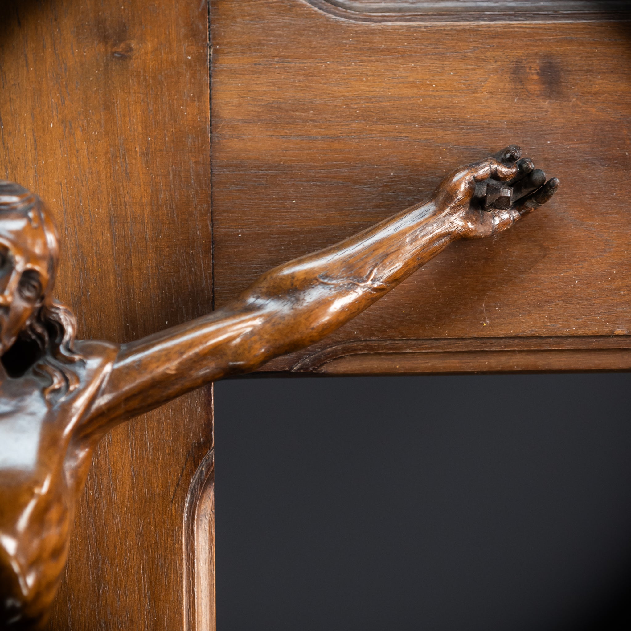 French Wooden Wall Crucifix | 1800s Antique