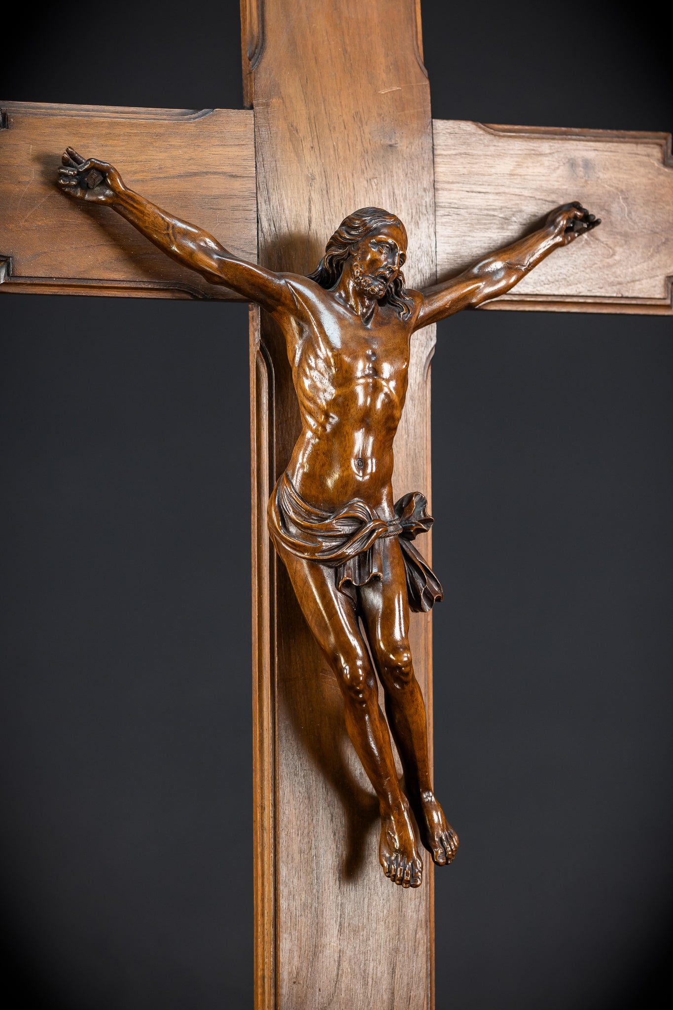 French Wooden Wall Crucifix | 1800s Antique