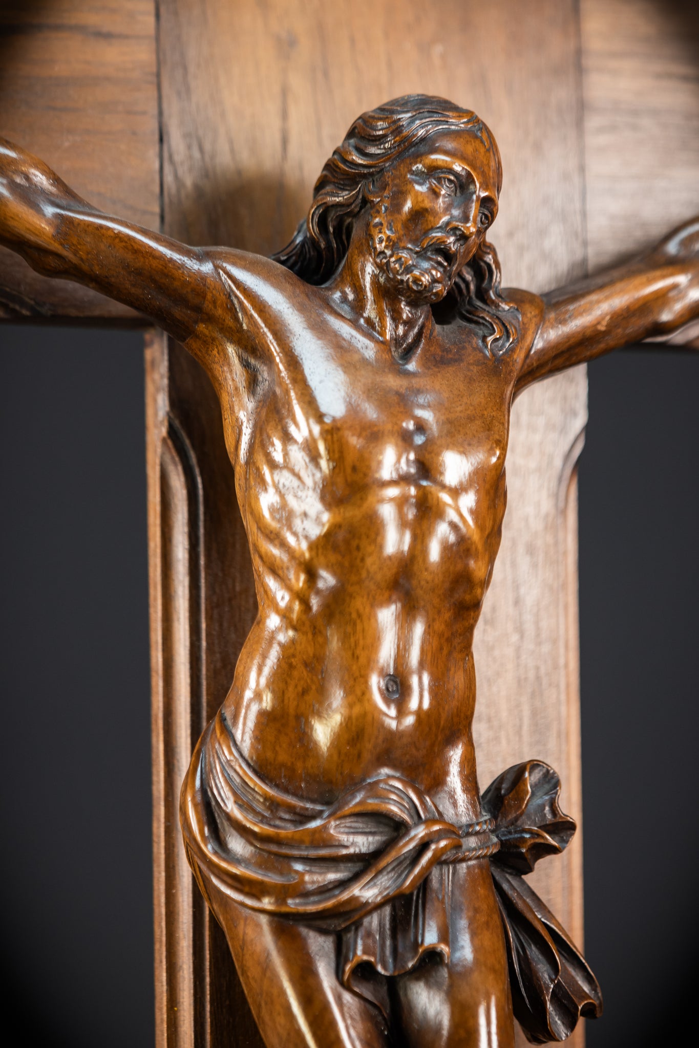 French Wooden Wall Crucifix | 1800s Antique