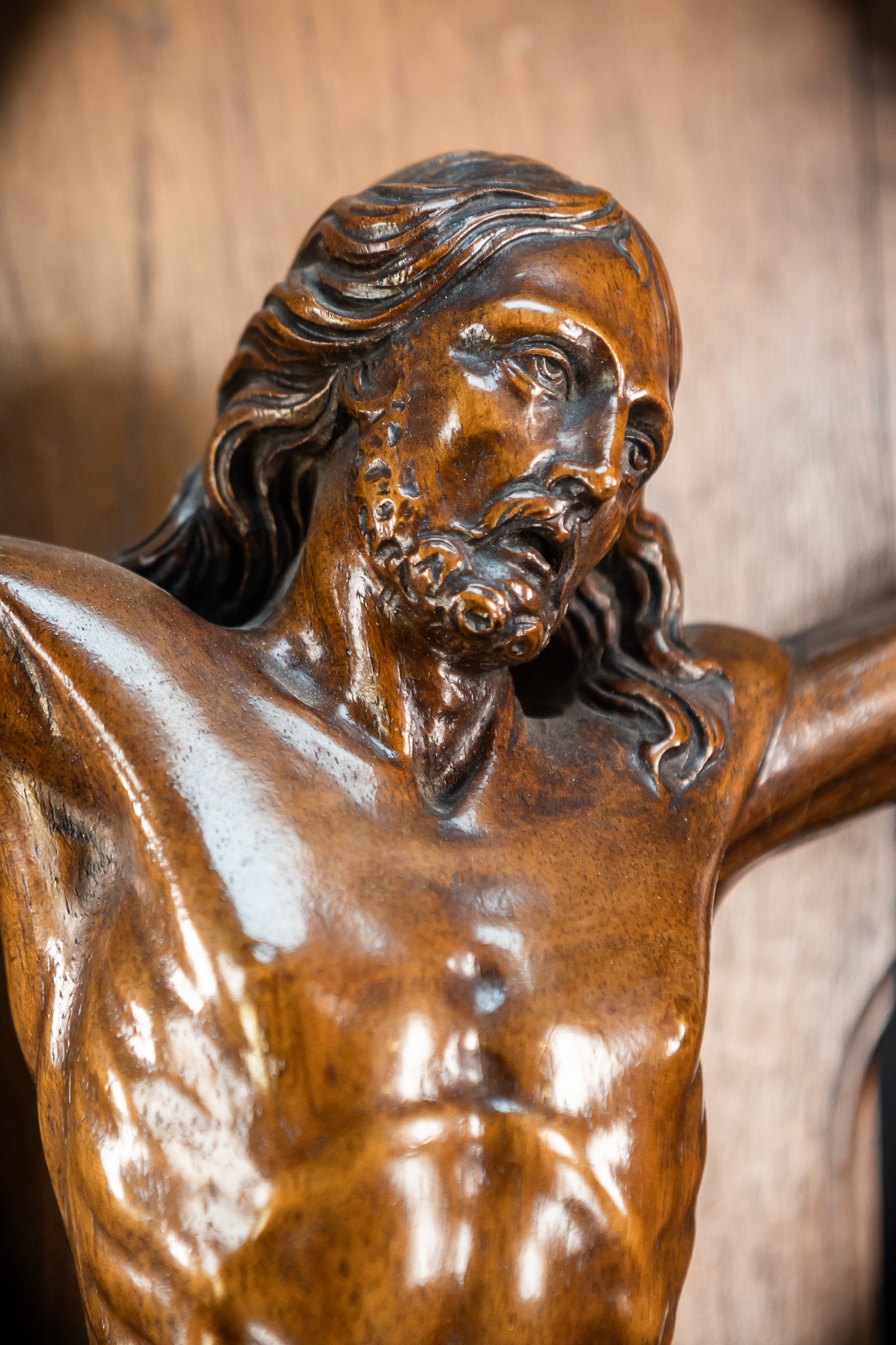 French Wooden Wall Crucifix | 1800s Antique