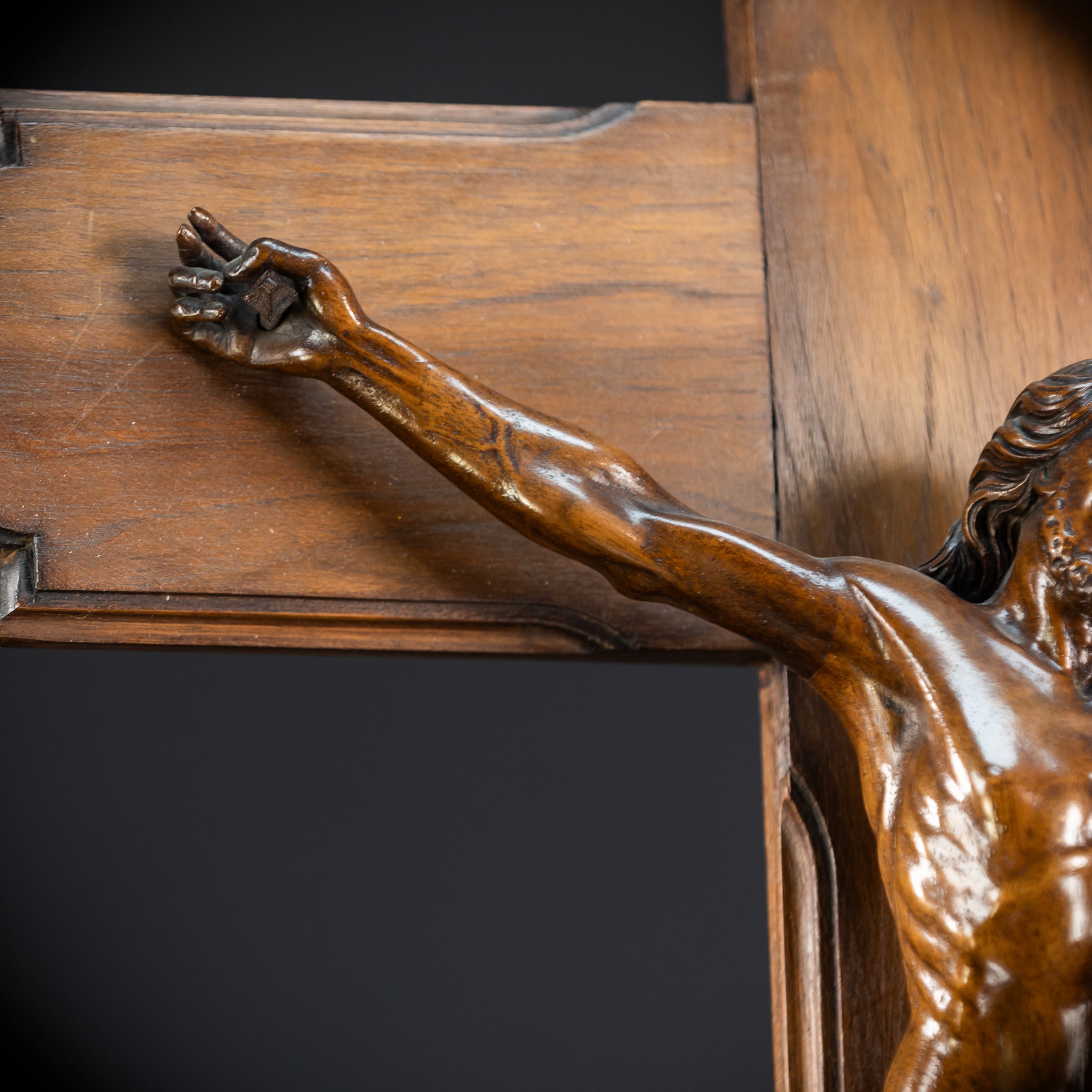 French Wooden Wall Crucifix | 1800s Antique
