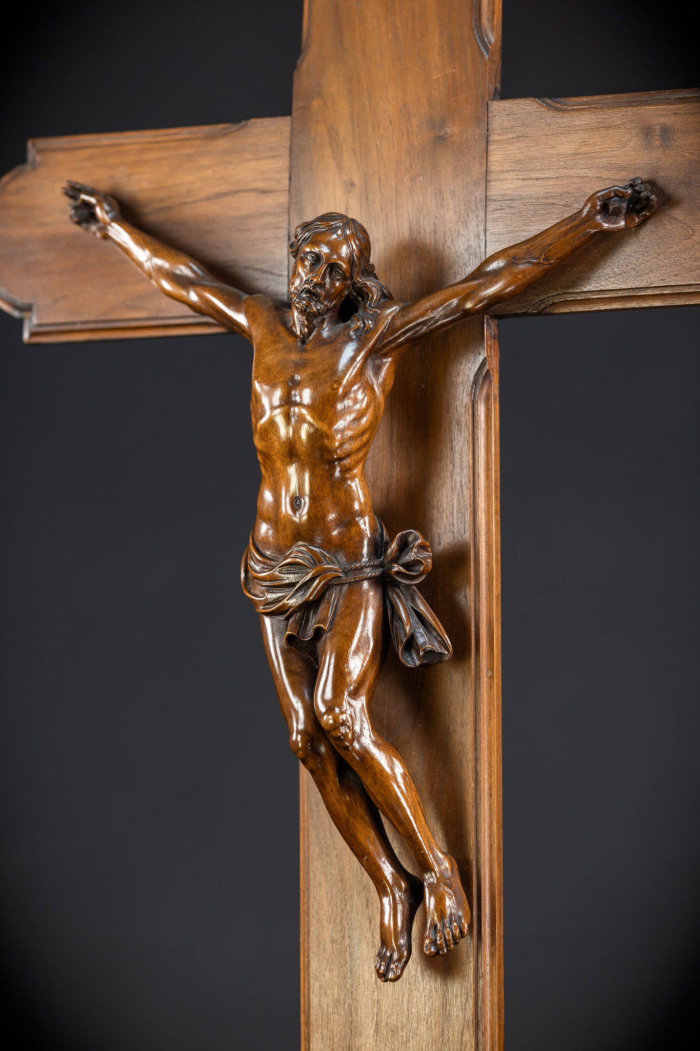 French Wooden Wall Crucifix | 1800s Antique