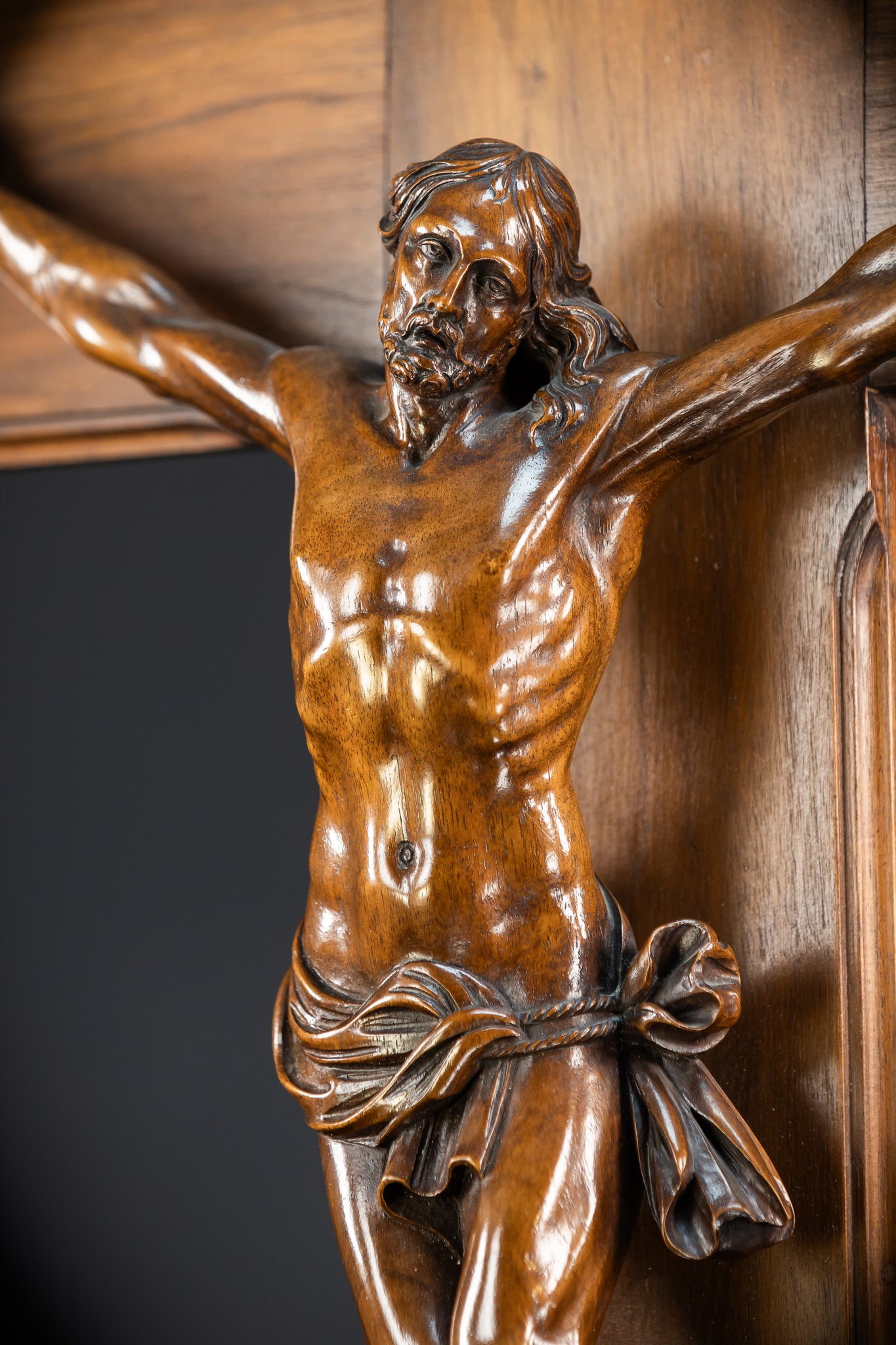 French Wooden Wall Crucifix | 1800s Antique
