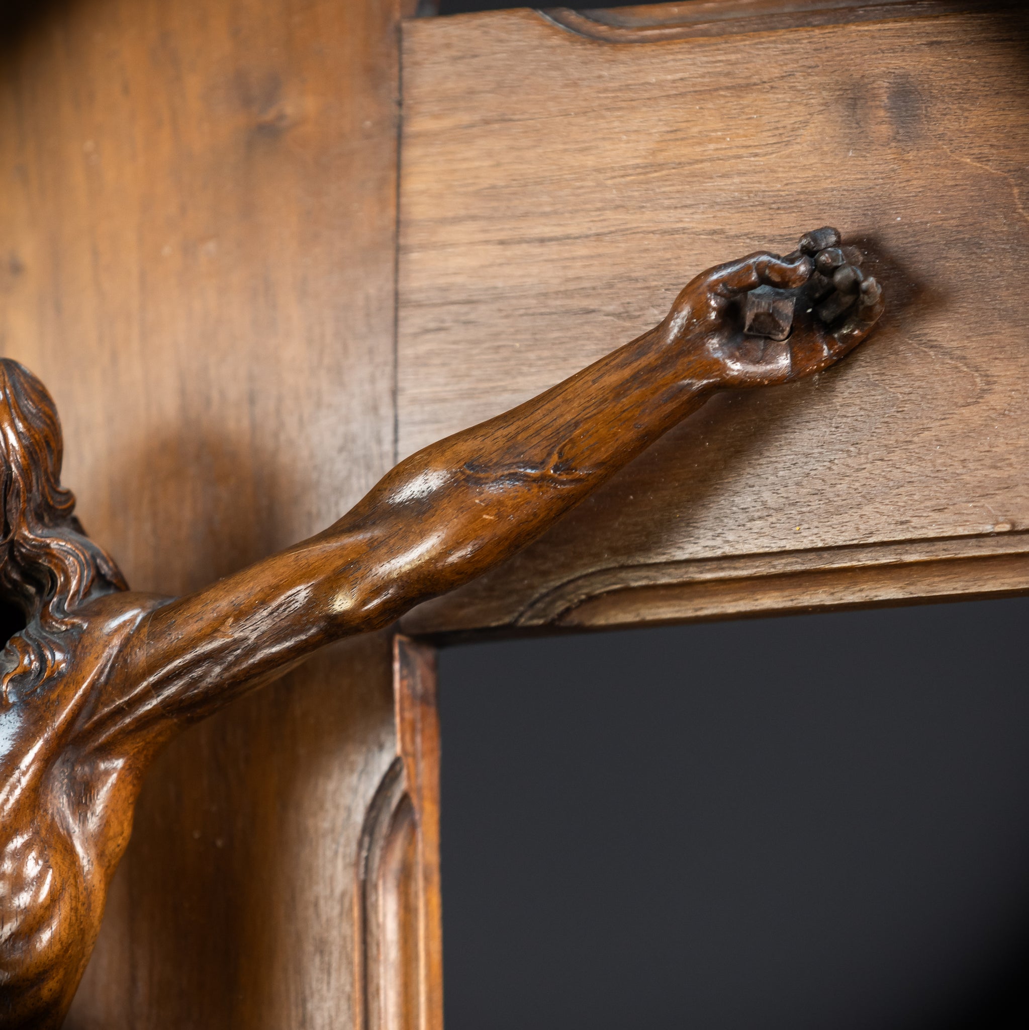 French Wooden Wall Crucifix | 1800s Antique