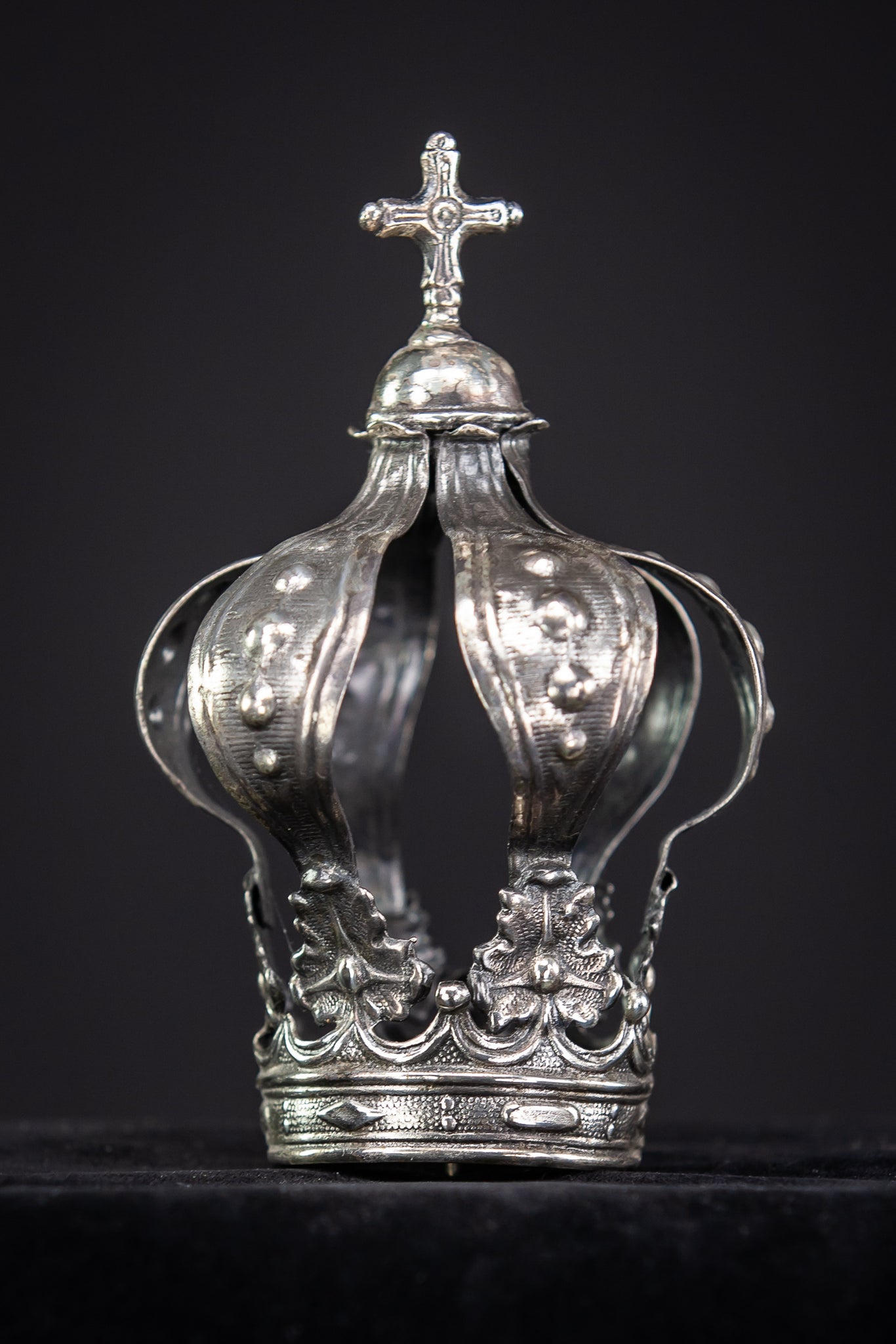 Crown Solid Silver 1700s / 1800s Italian Madonna Santo 5”
