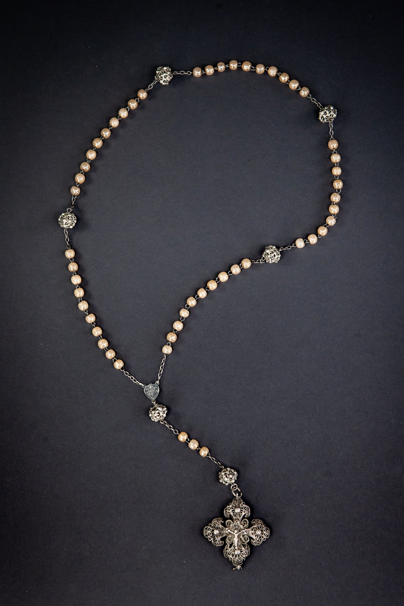 Rosar Solid Sterling Silver Pink Pearls 18.5”