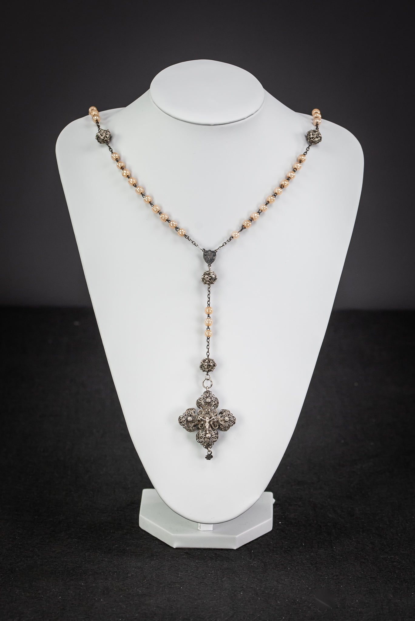 Rosar Solid Sterling Silver Pink Pearls 18.5”