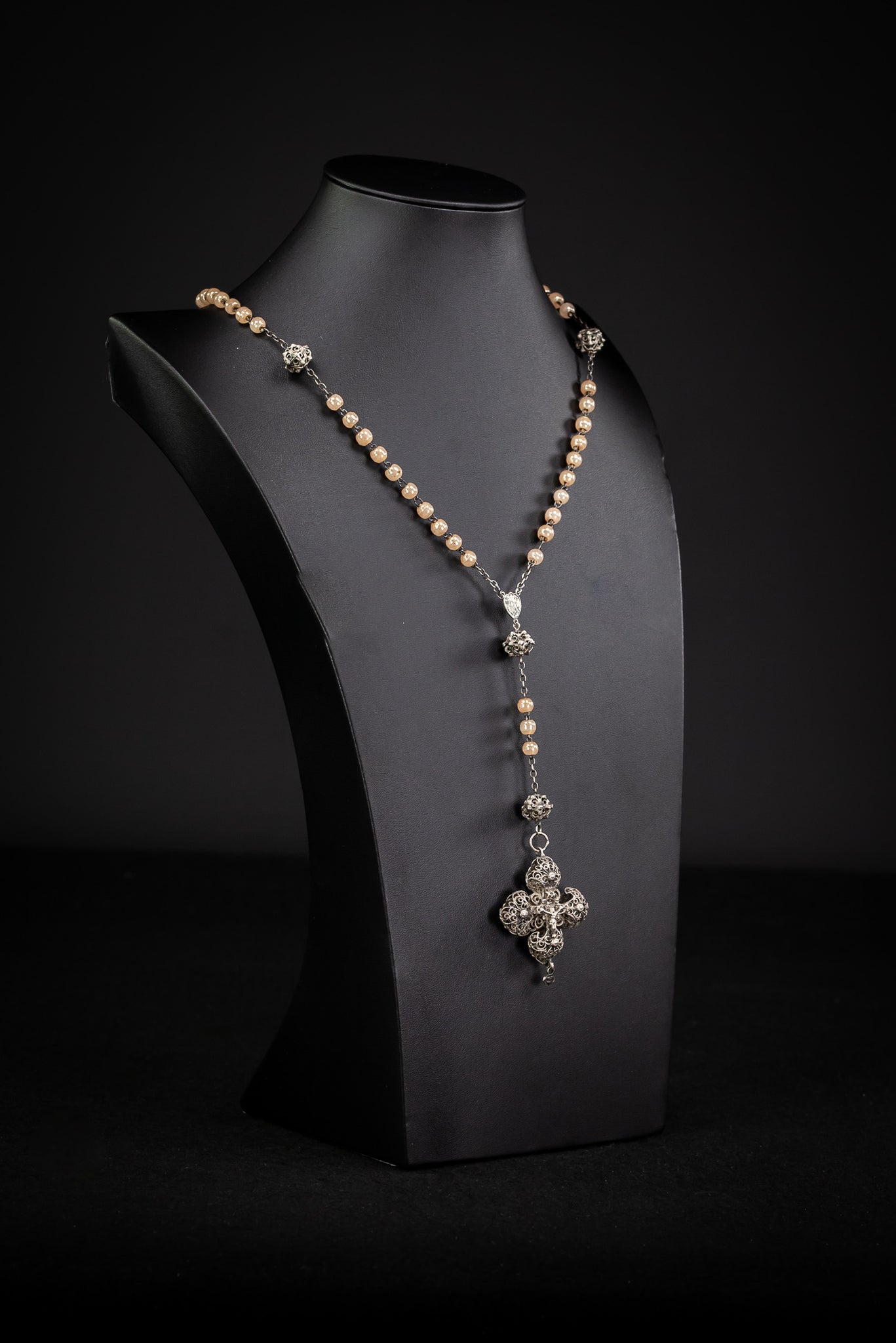 Rosar Solid Sterling Silver Pink Pearls 18.5”