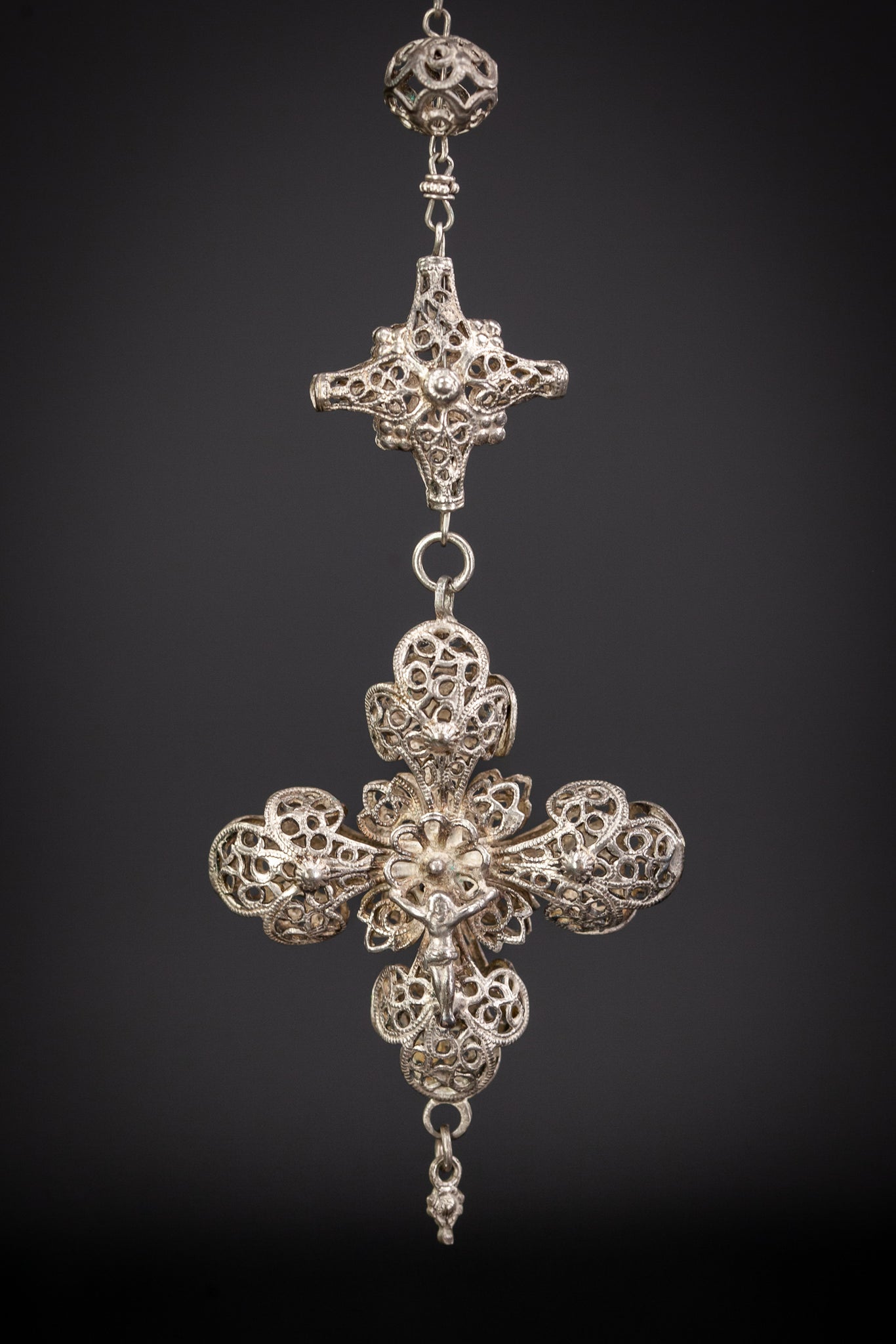 Rosary Solid Sterling Silver Fine FIligree 22.4”