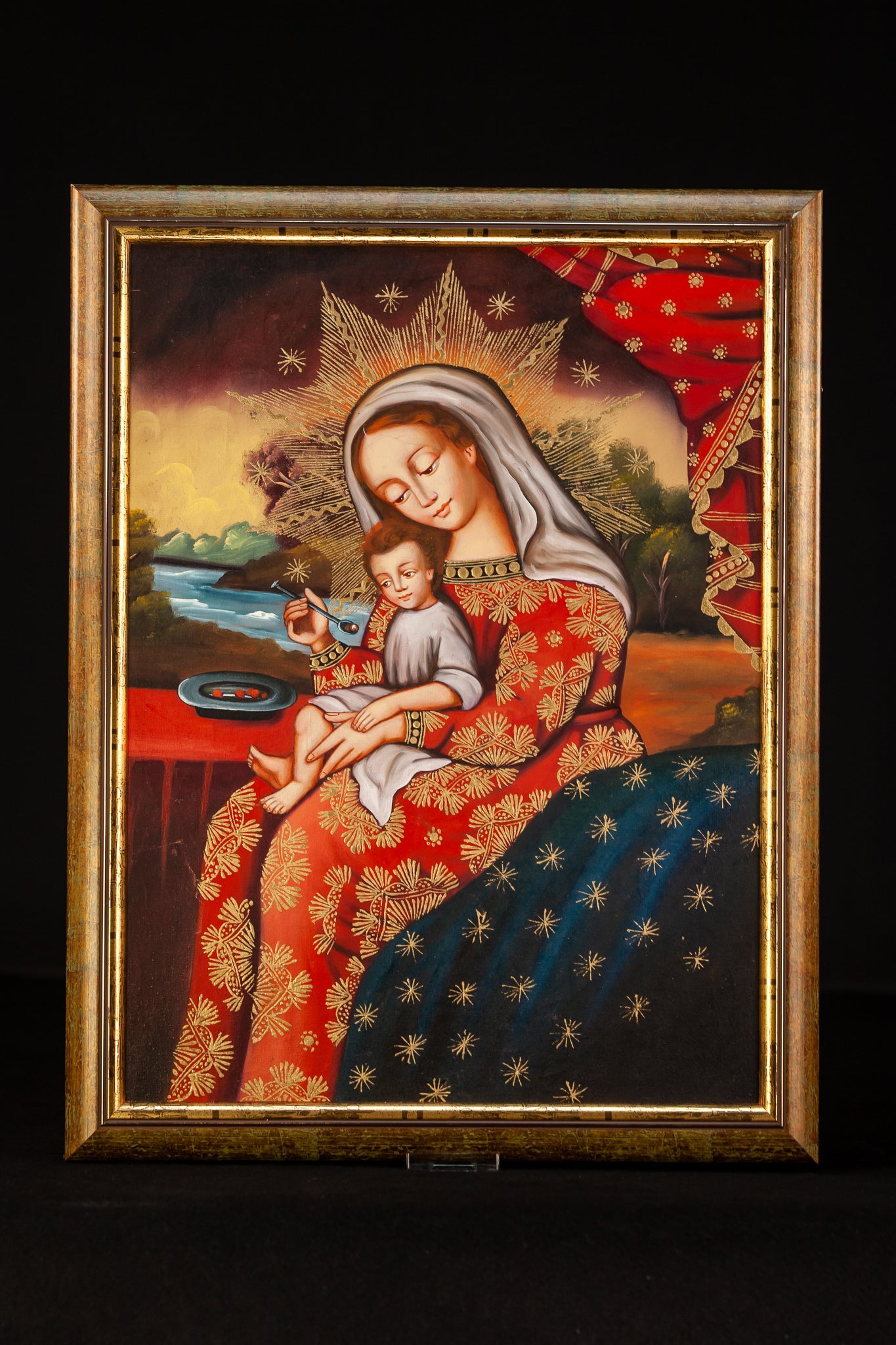 Virgin Mary Infant Jesus Cuzco Painting Canvas 2