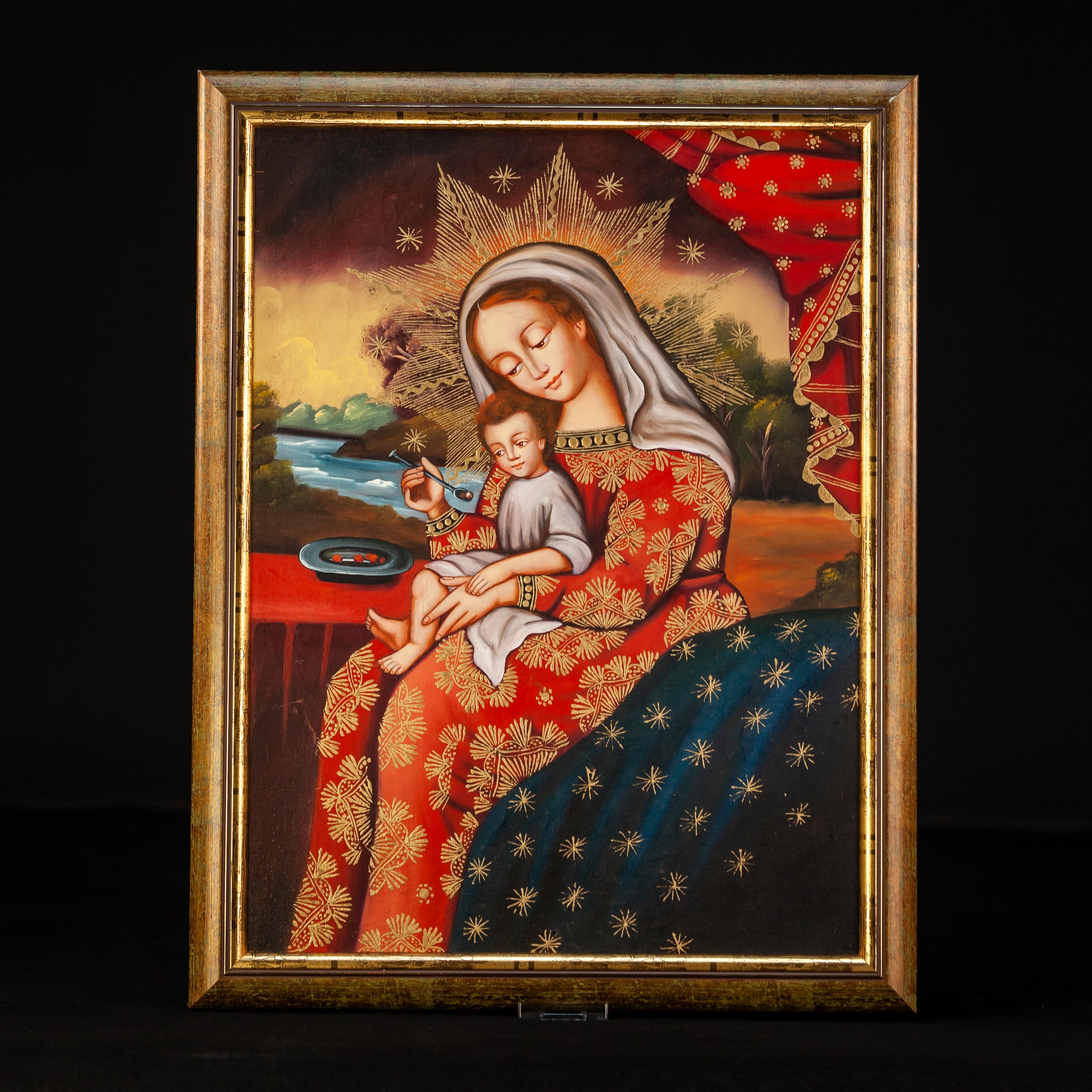 Virgin Mary Infant Jesus Cuzco Painting Canvas 2