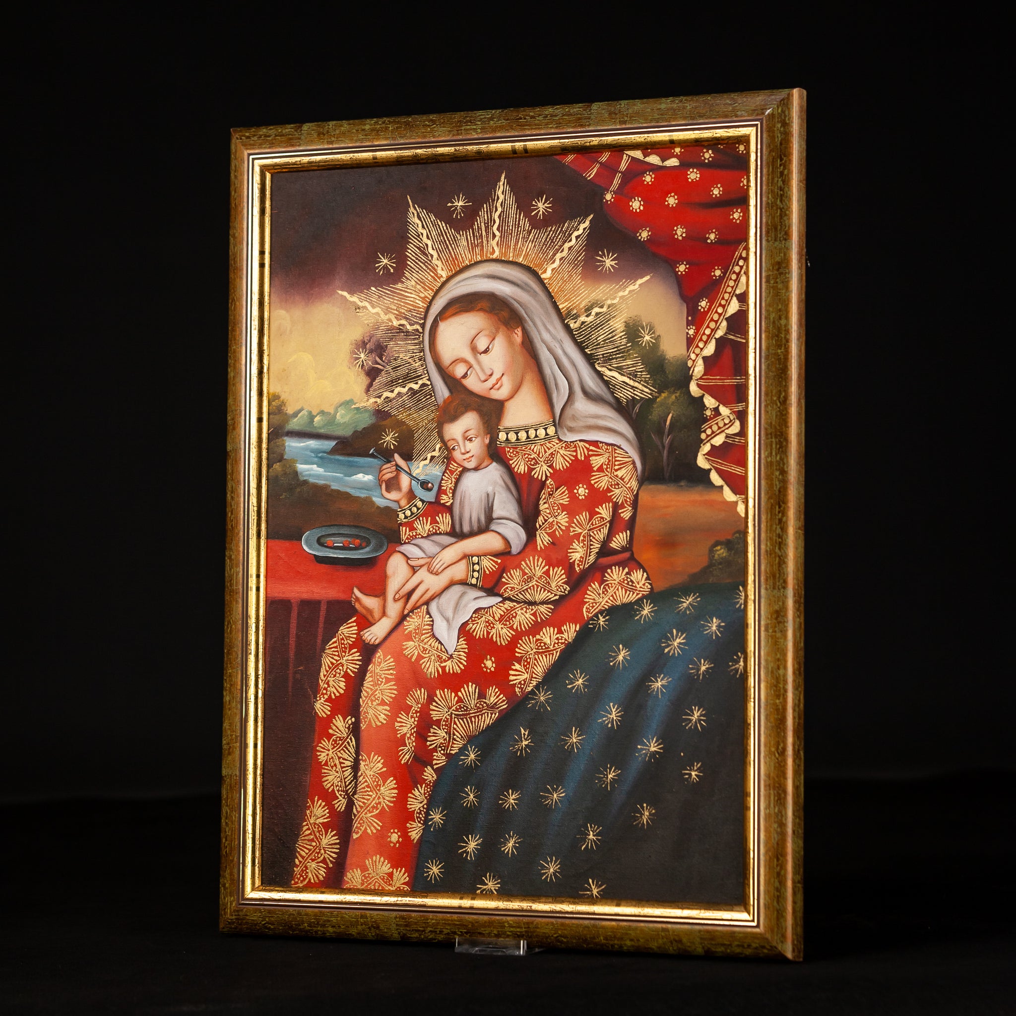 Virgin Mary Infant Jesus Cuzco Painting Canvas 2