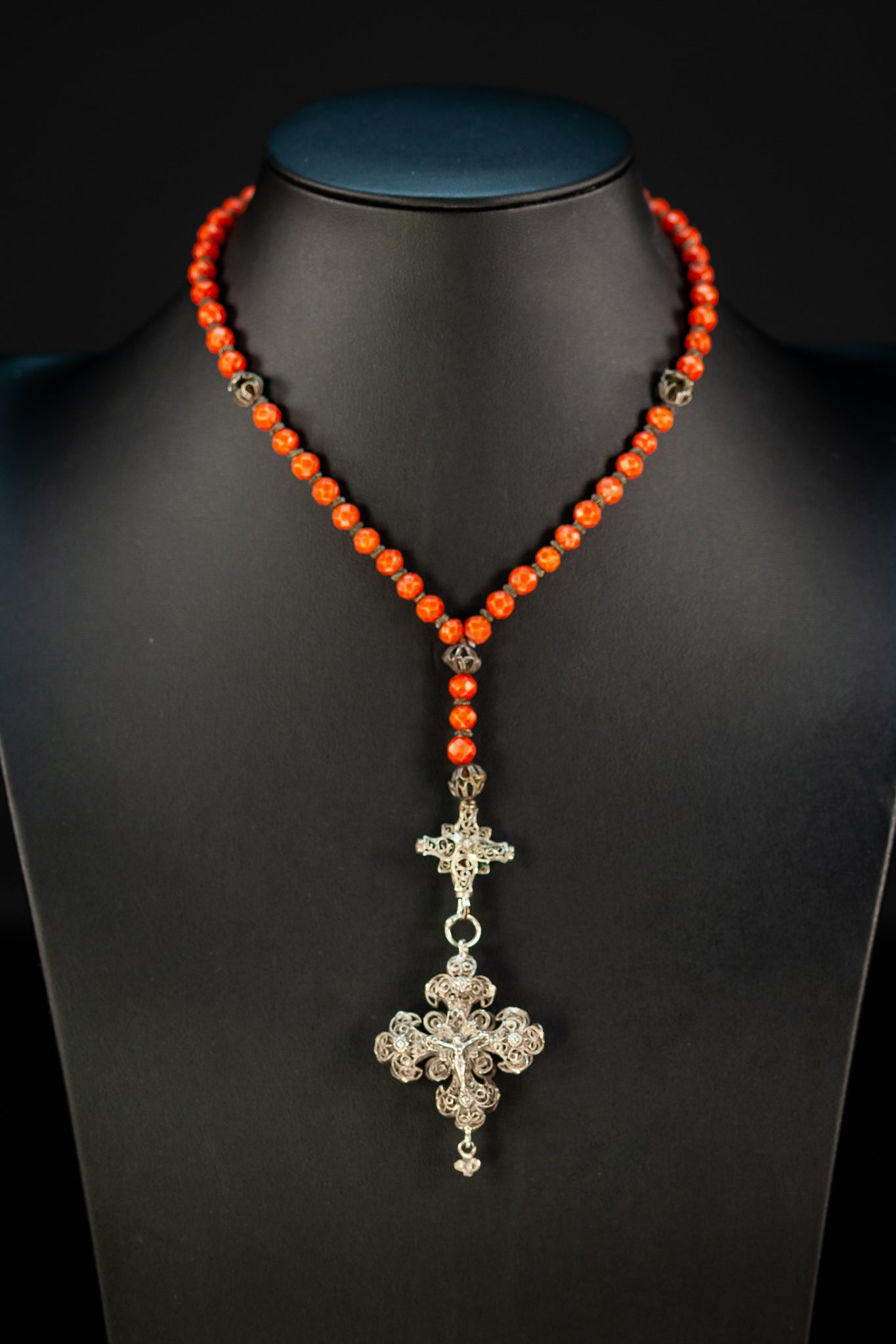 Rosary Antique | Solid Sterling Silver | 12”