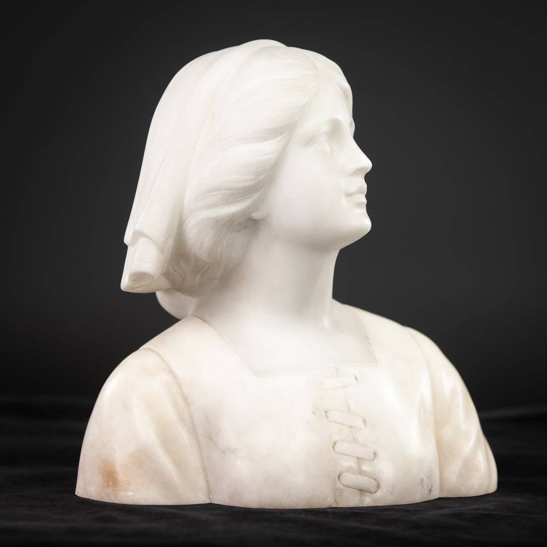 Joan of Arc Alabaster Marble Carved Statue 22"