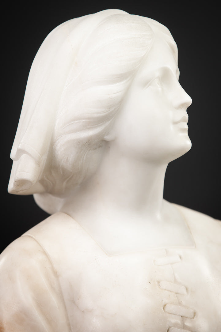 Joan of Arc Alabaster Marble Carved Statue 22"