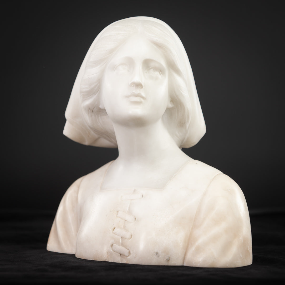Joan of Arc Alabaster Marble Carved Statue 22"