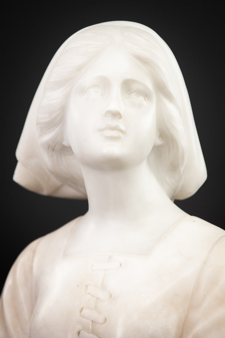Joan of Arc Alabaster Marble Carved Statue 22"