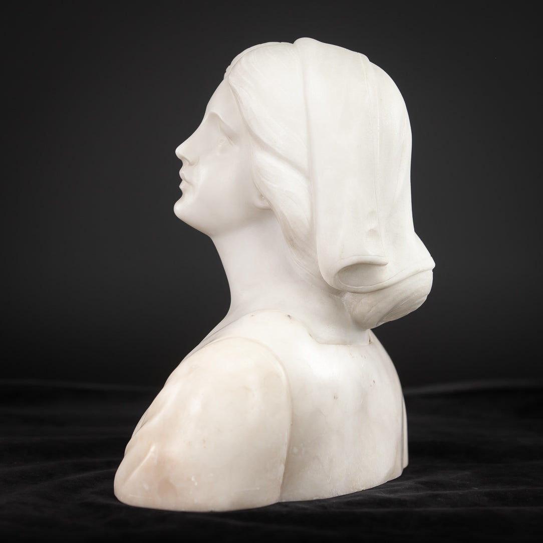 Joan of Arc Alabaster Marble Carved Statue 22"