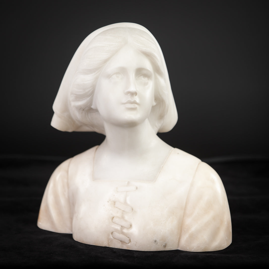 Joan of Arc Alabaster Marble Carved Statue 22"