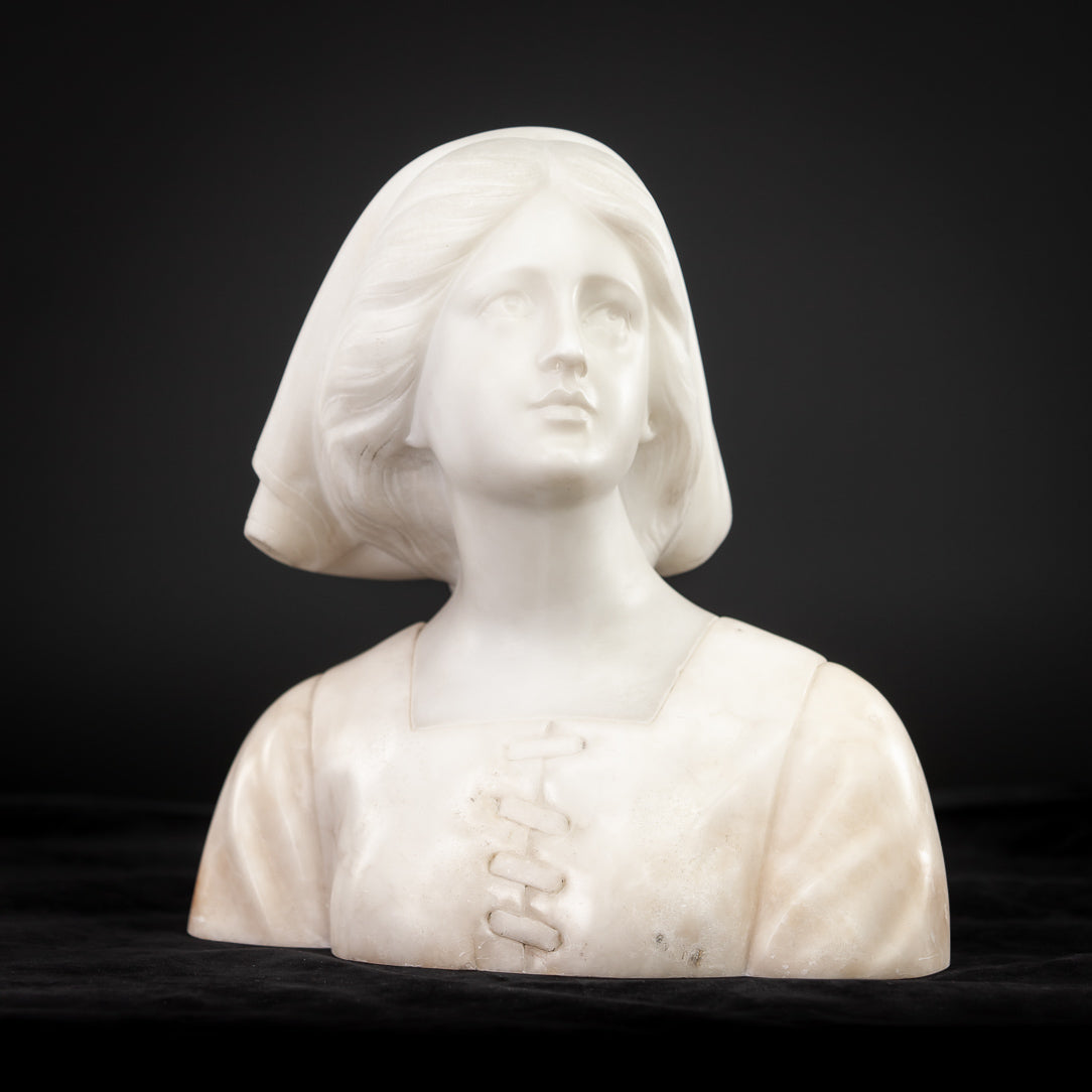 Joan of Arc Alabaster Marble Carved Statue 22"