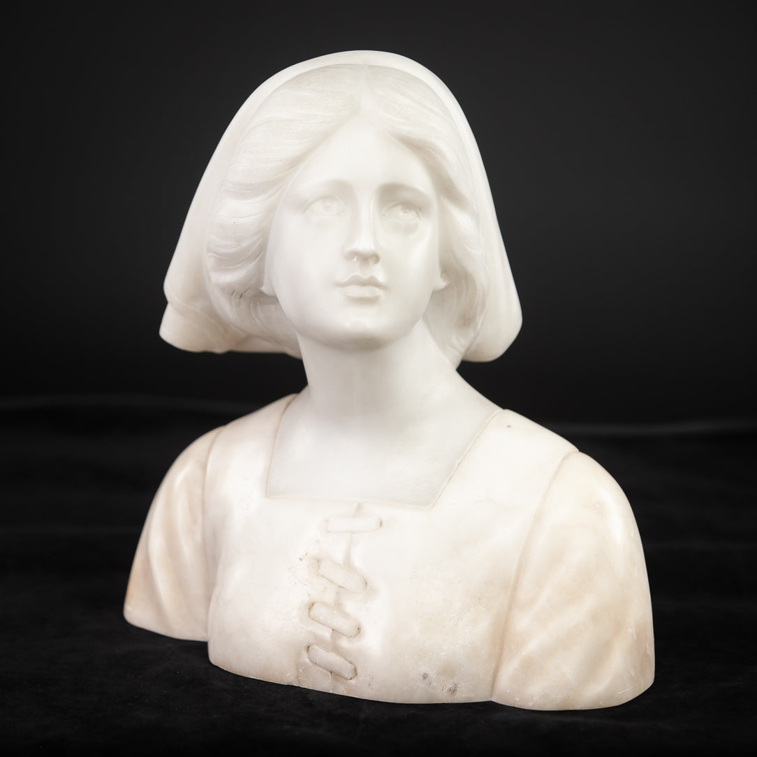 Joan of Arc Alabaster Marble Carved Statue 22"