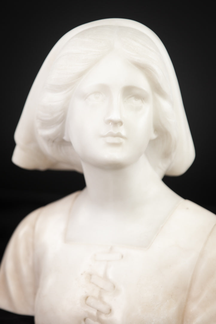 Joan of Arc Alabaster Marble Carved Statue 22"