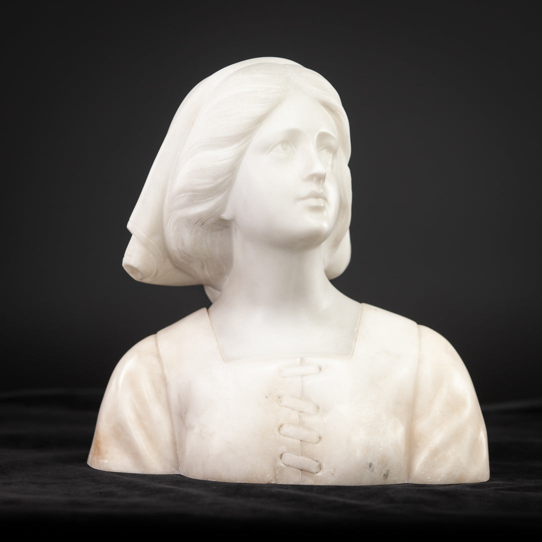 Joan of Arc Alabaster Marble Carved Statue 22"