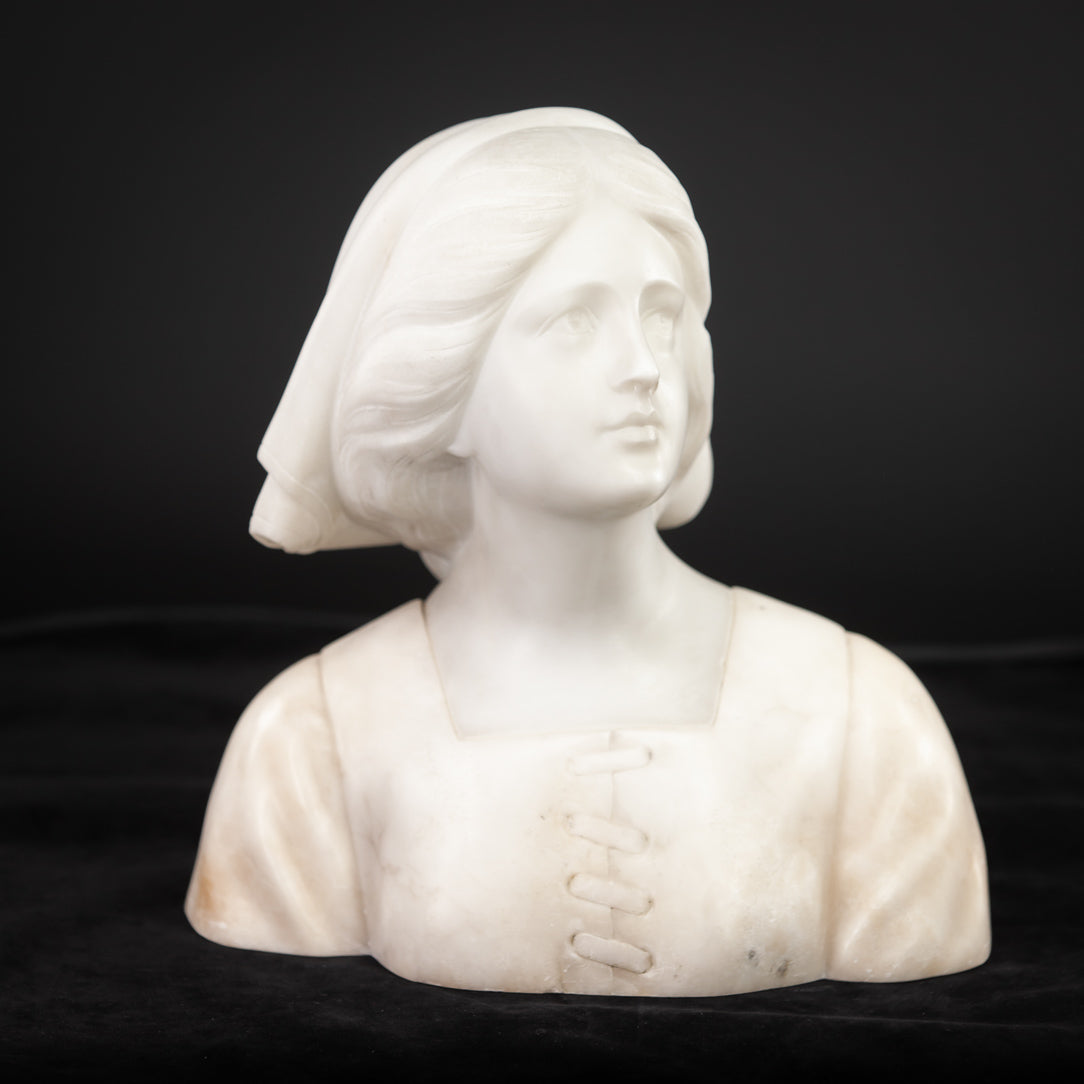 Joan of Arc Alabaster Marble Carved Statue 22"