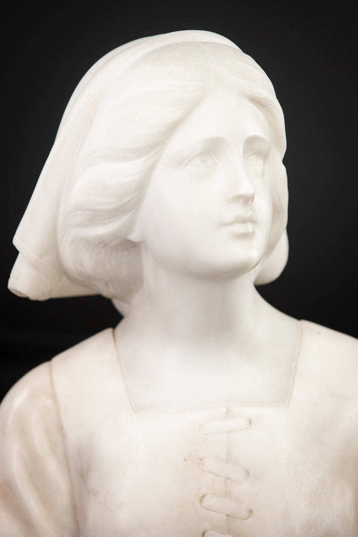 Joan of Arc Alabaster Marble Carved Statue 22"