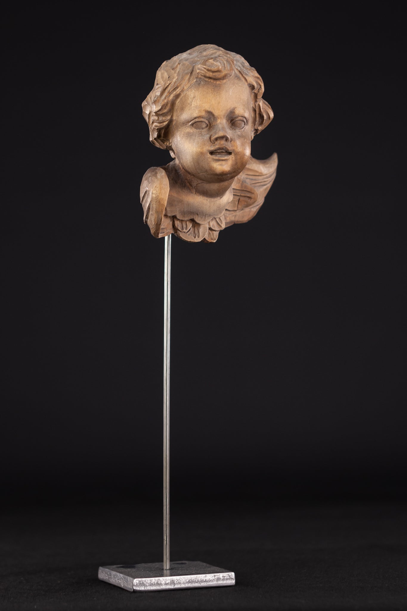 Angel Sculpture | Wooden Vintage Cherub Figure