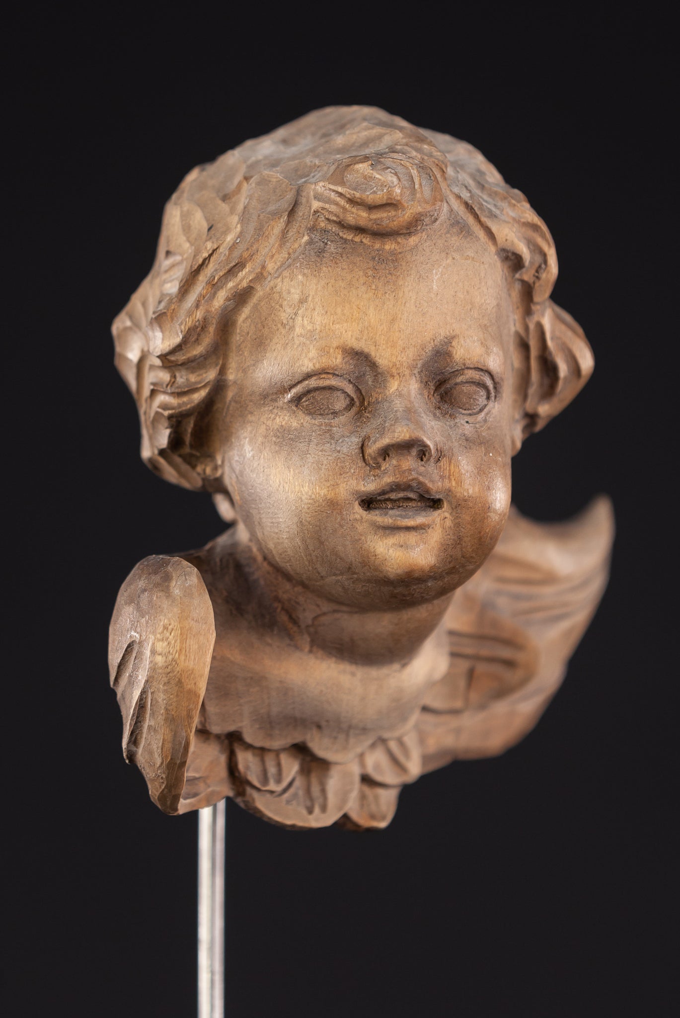 Angel Sculpture | Wooden Vintage Cherub Figure