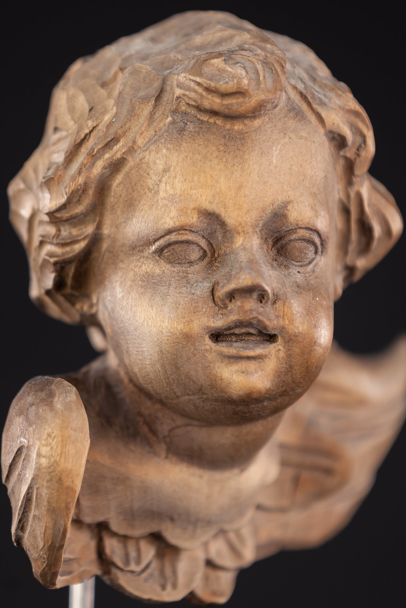 Angel Sculpture | Wooden Vintage Cherub Figure