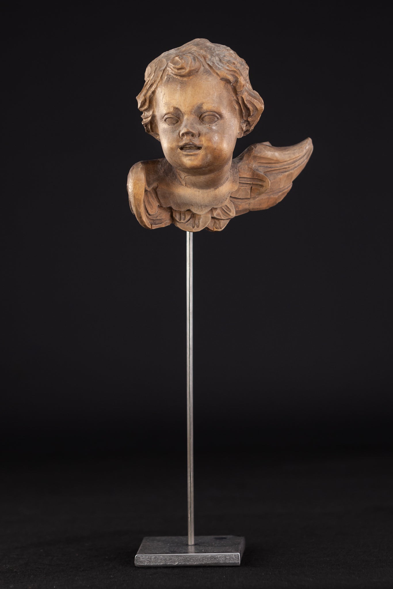 Angel Sculpture | Wooden Vintage Cherub Figure