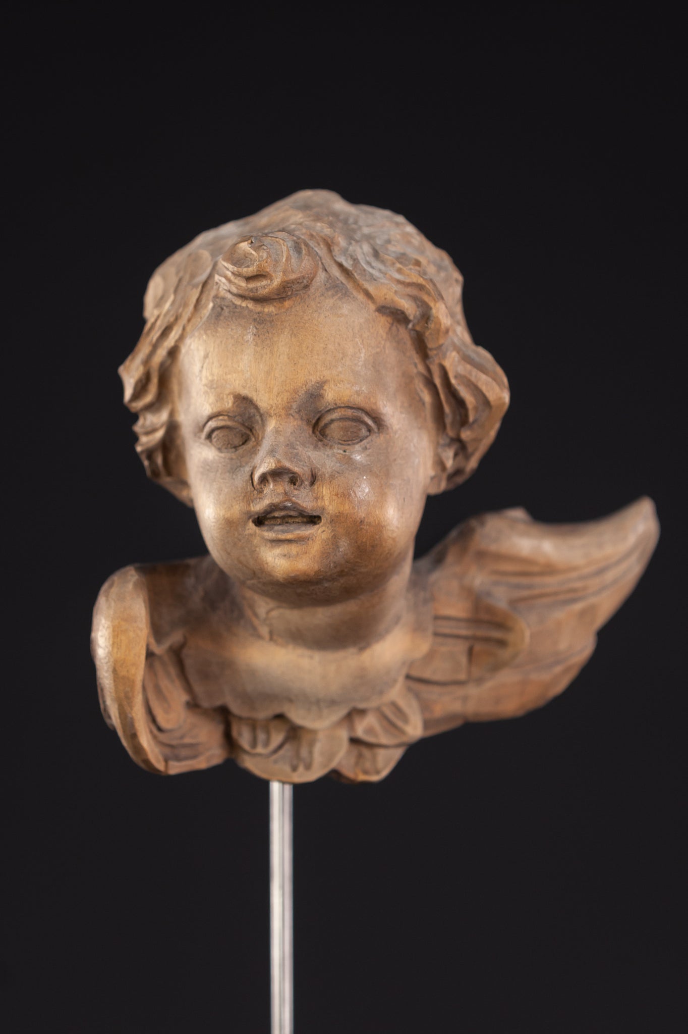 Angel Sculpture | Wooden Vintage Cherub Figure