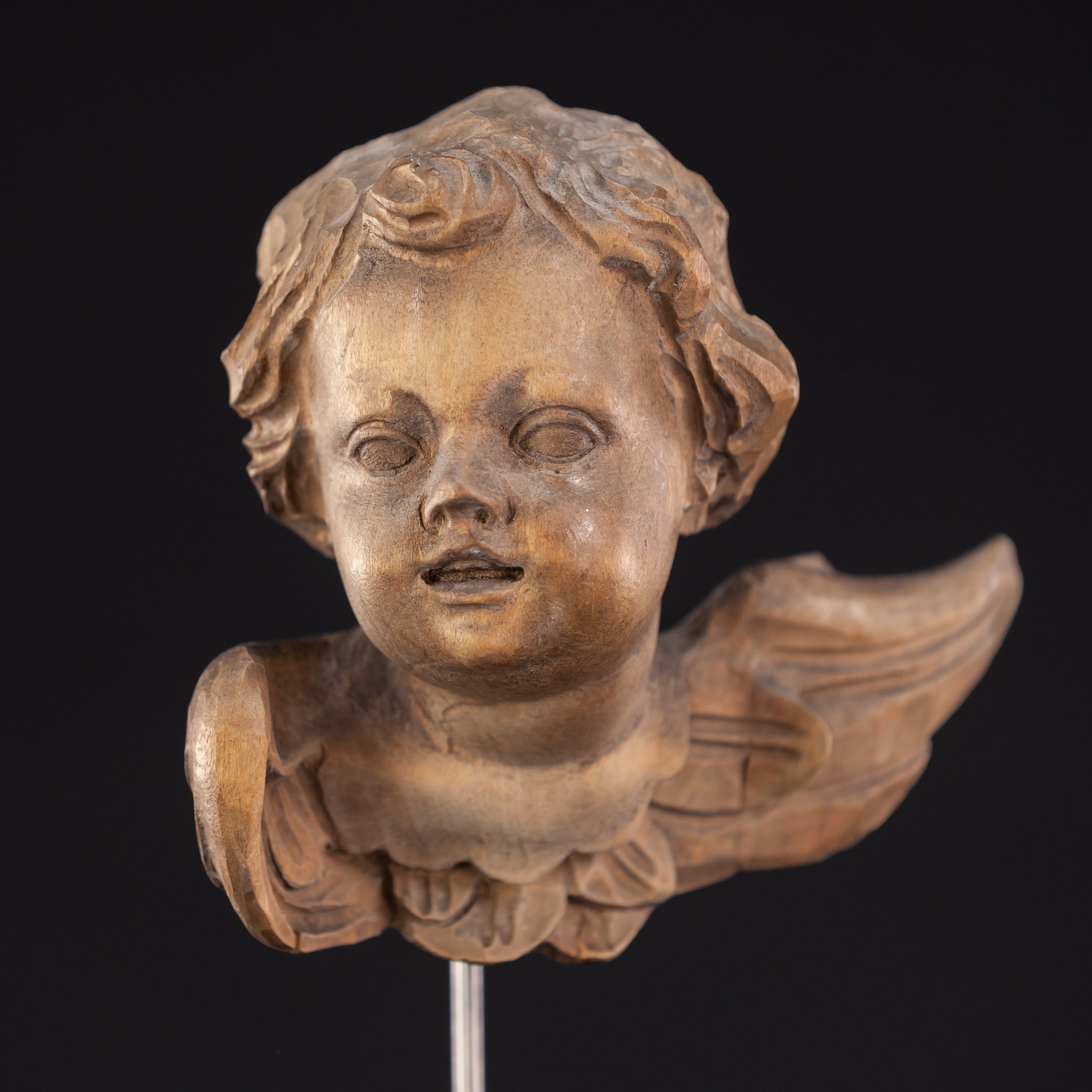 Angel Sculpture | Wooden Vintage Cherub Figure