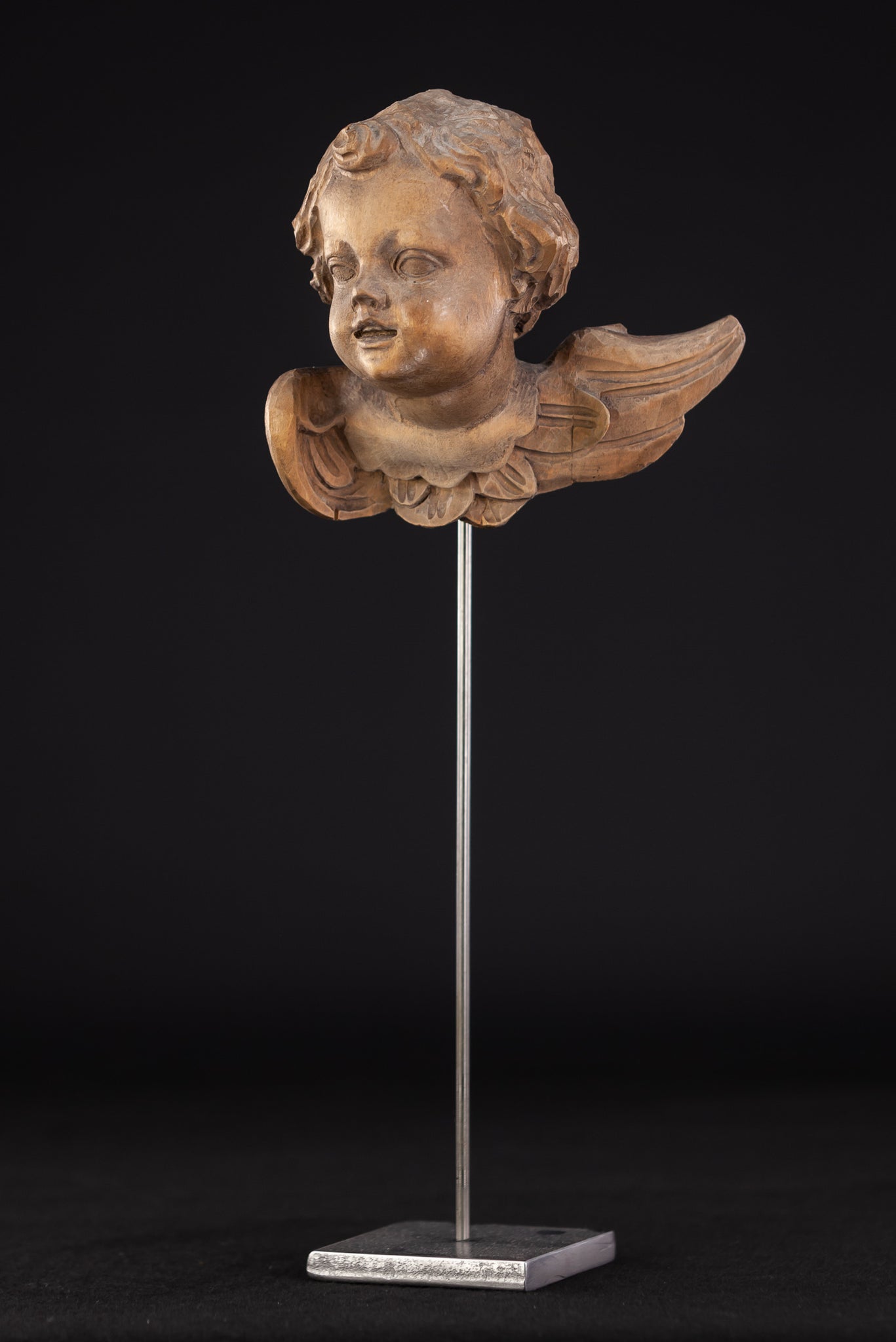 Angel Sculpture | Wooden Vintage Cherub Figure