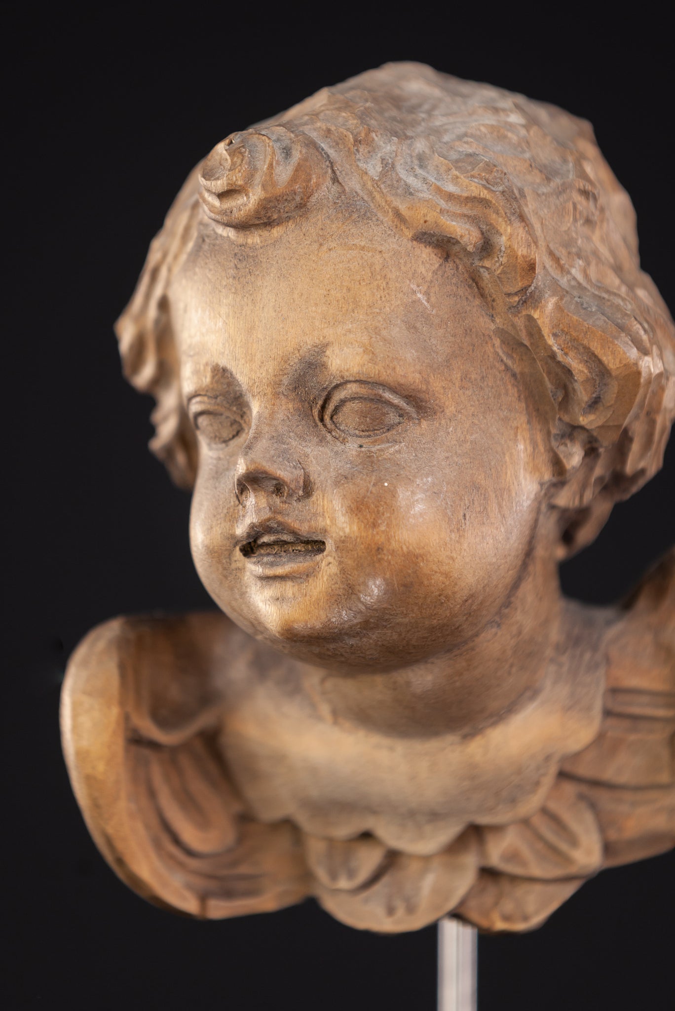 Angel Sculpture | Wooden Vintage Cherub Figure