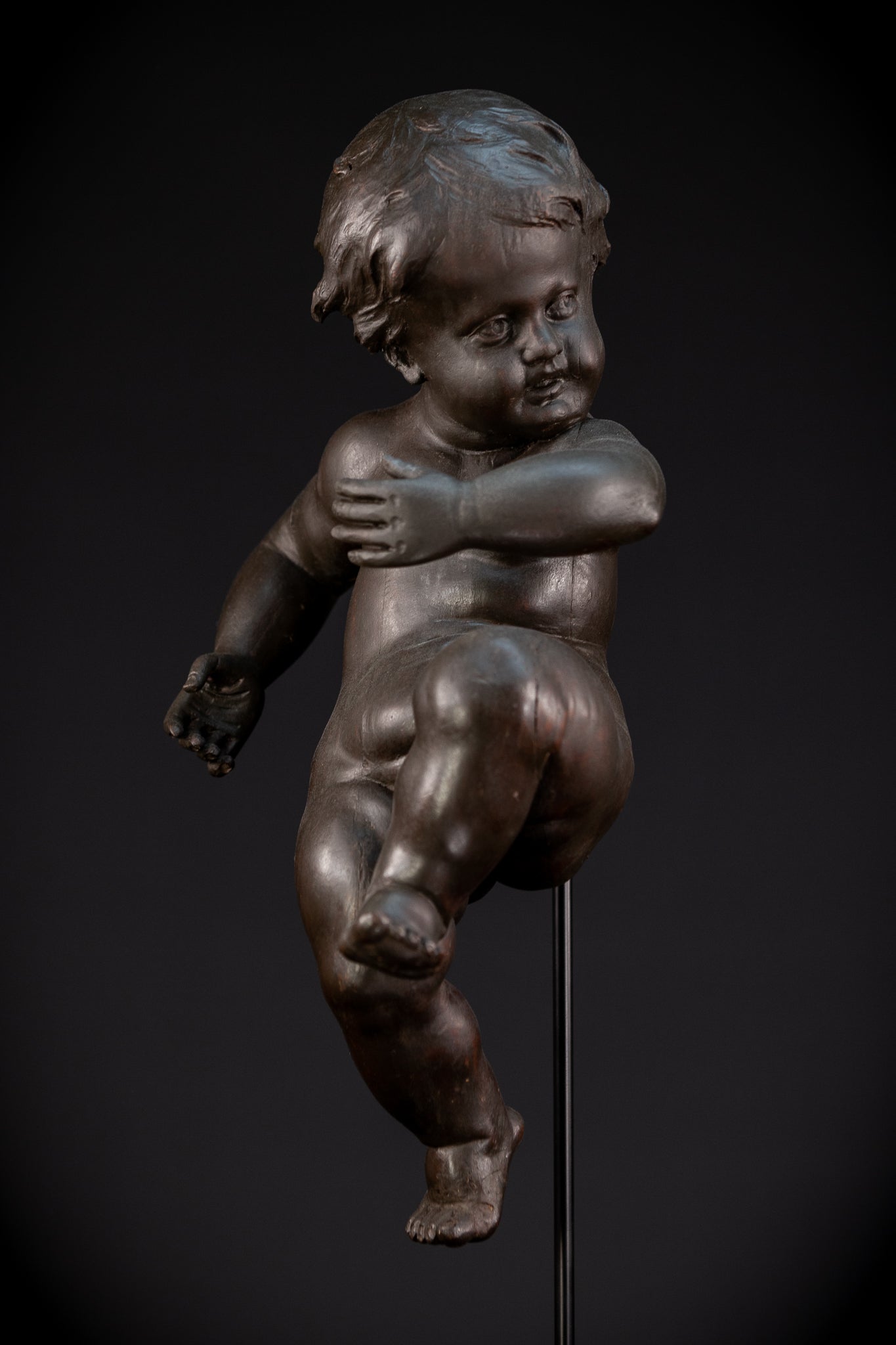 Putto Antique Wooden Sculpture | 18.5" / 47 cm