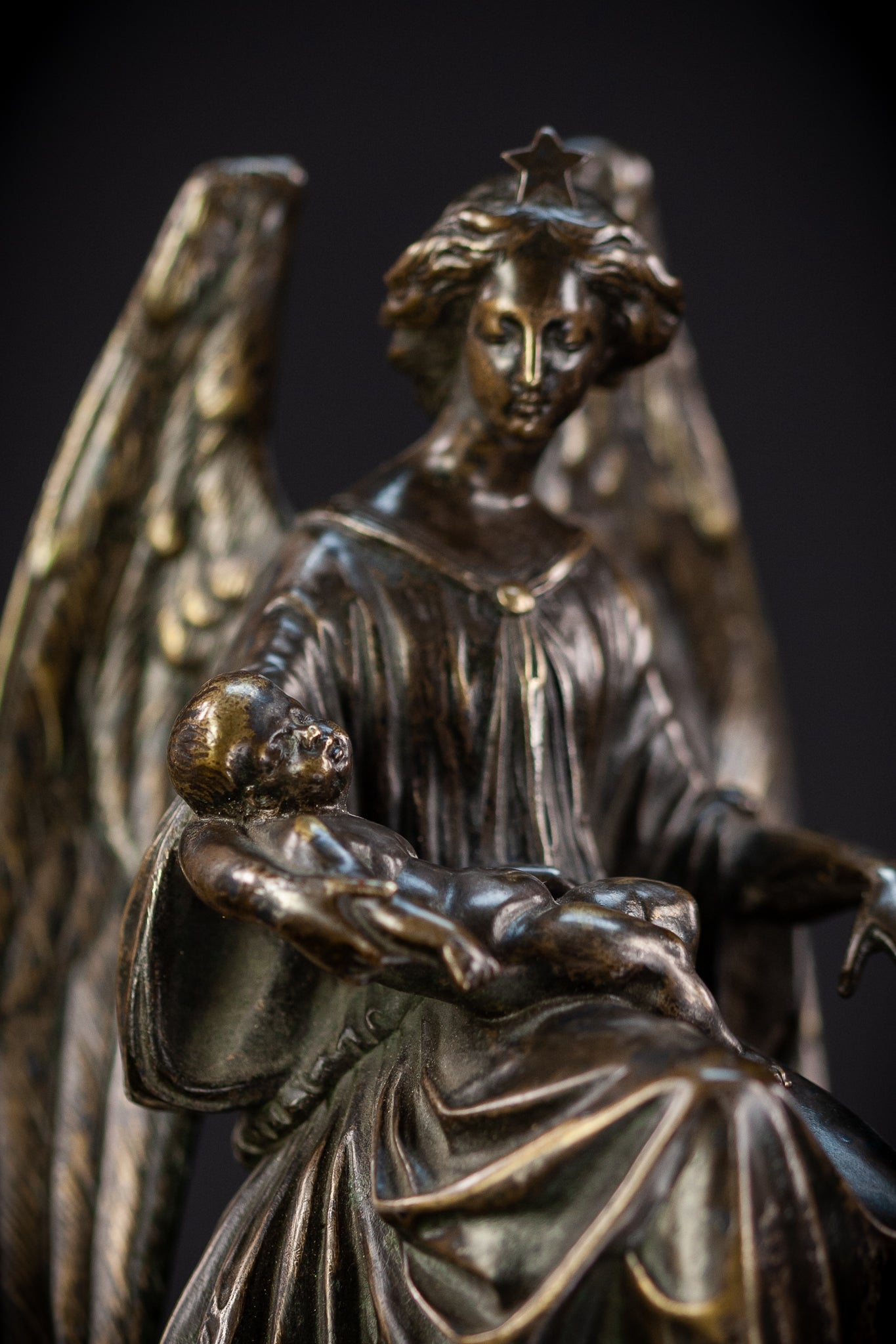 Archangel Guardian Bronze Sculpture 8.7" / 22 cm