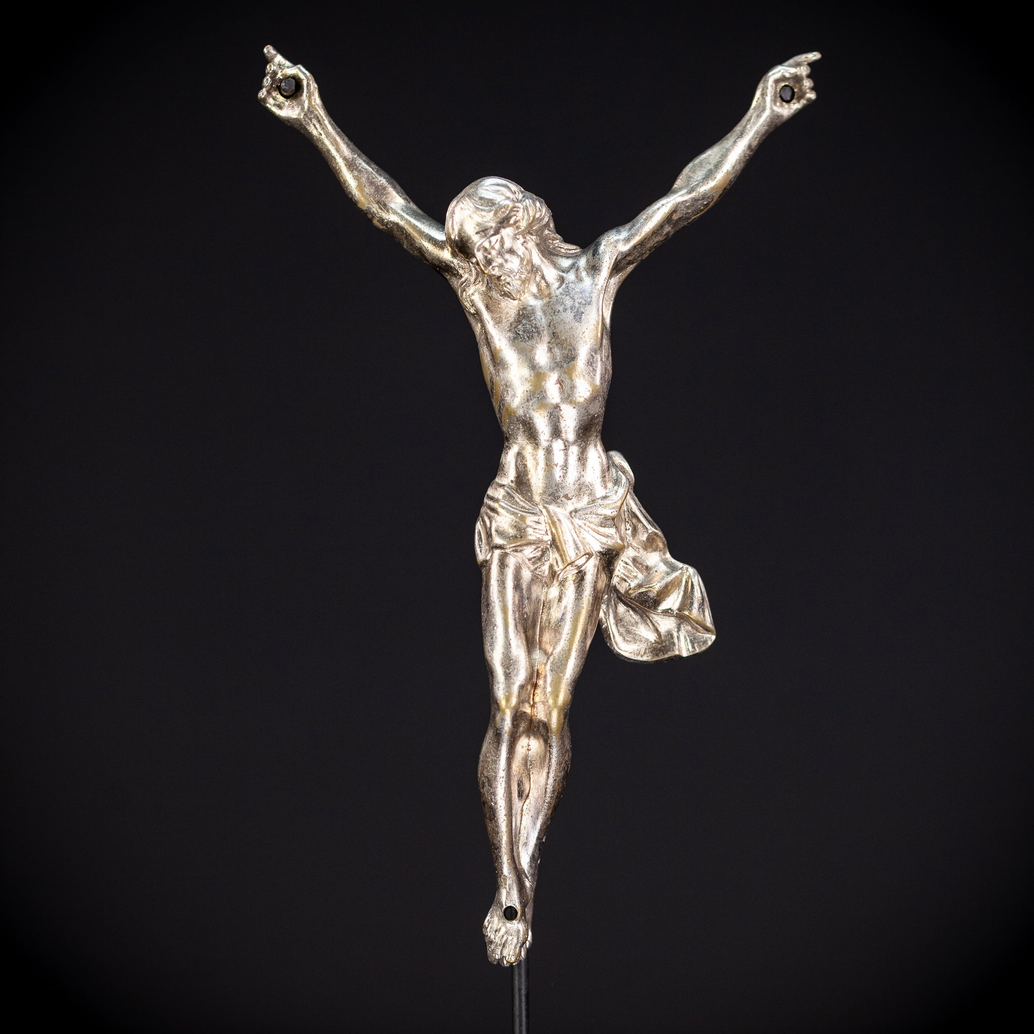 Corpus Christi Silver Plated Bronze Sculpture | Antique 1700s