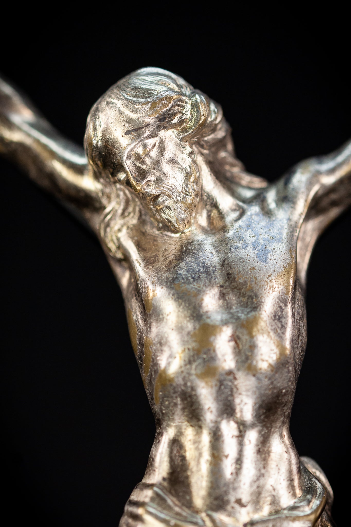 Corpus Christi Silver Plated Bronze Sculpture | Antique 1700s