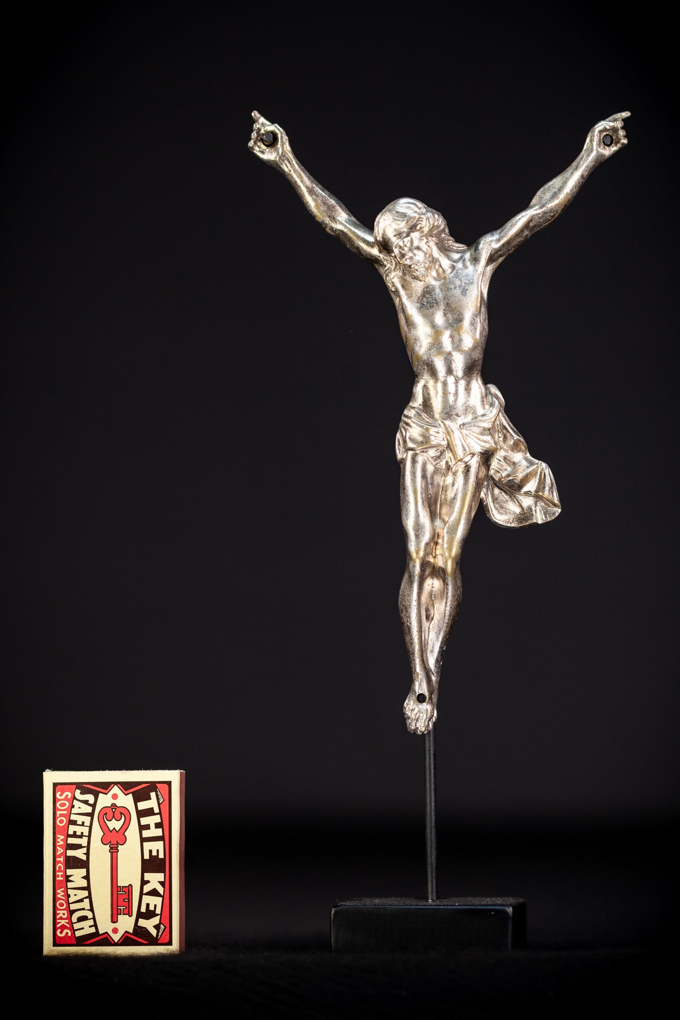 Corpus Christi Silver Plated Bronze Sculpture | Antique 1700s