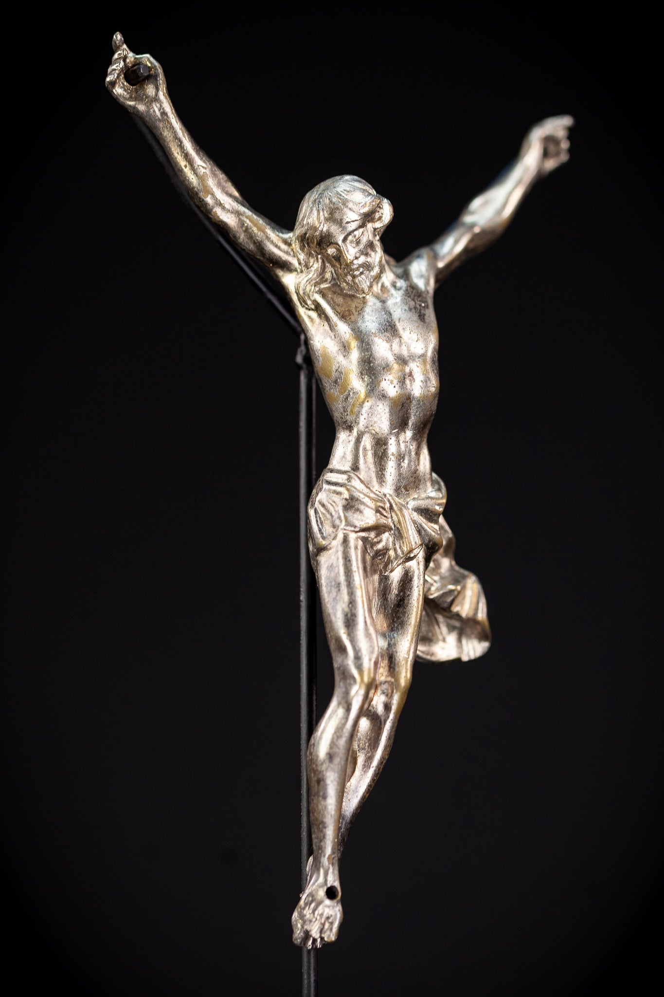 Corpus Christi Silver Plated Bronze Sculpture | Antique 1700s