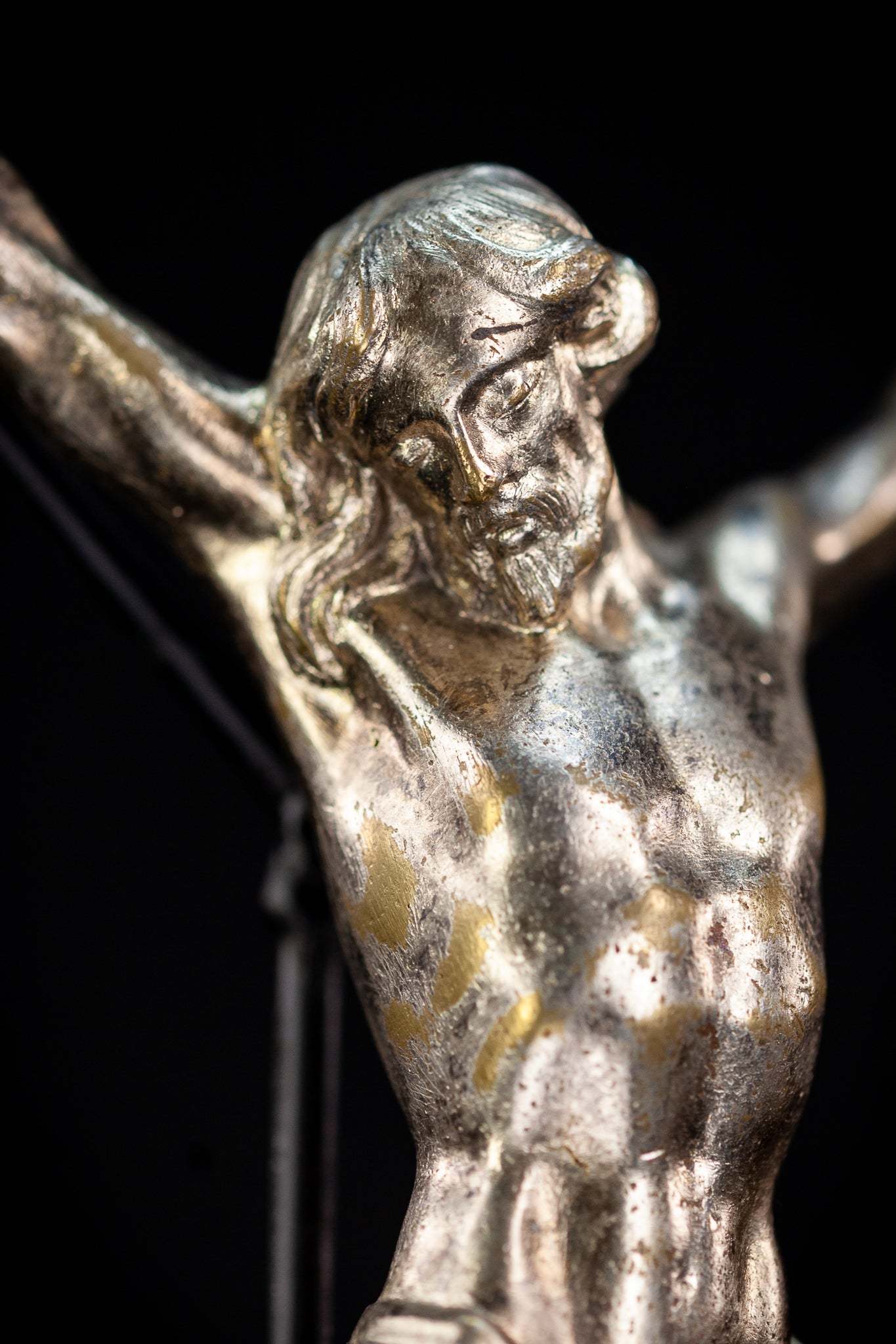 Corpus Christi Silver Plated Bronze Sculpture | Antique 1700s